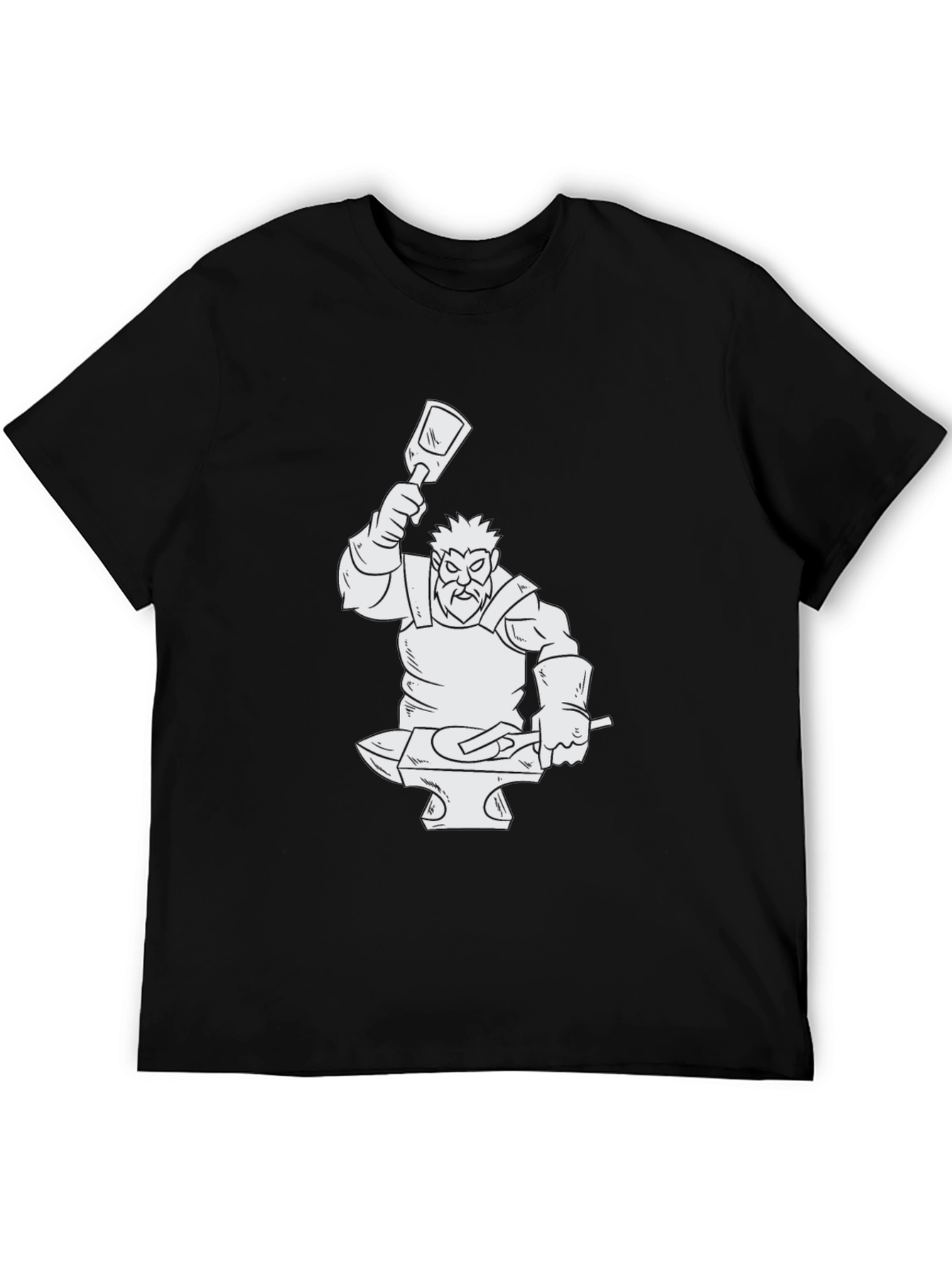 Black Blacksmith Graphic Print T-Shirt - Cool Black Tee view 5