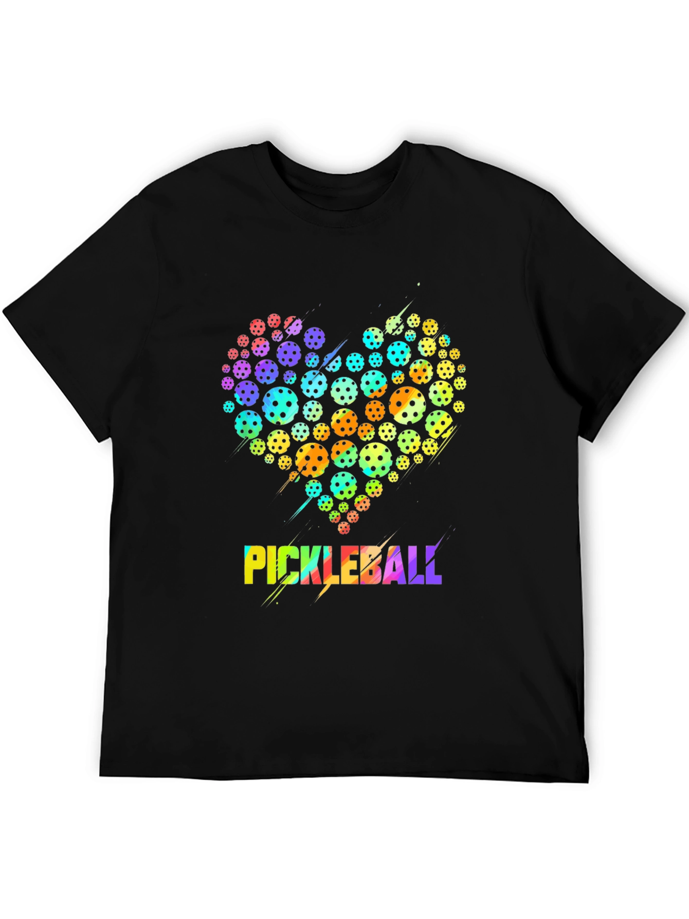 Black Pickleball Heart Graphic T-Shirt view 5