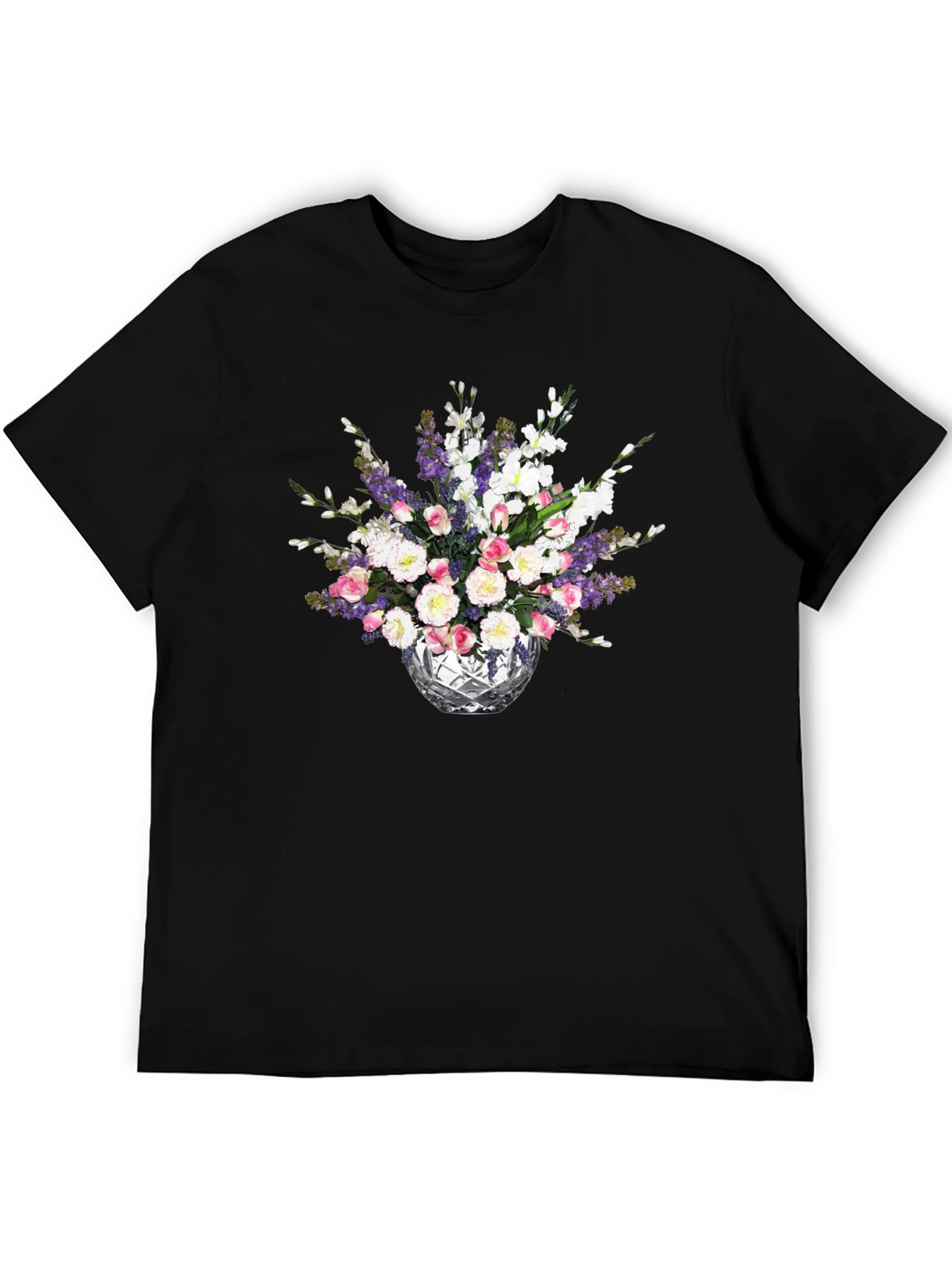Black Floral Bouquet Black T-Shirt view 5
