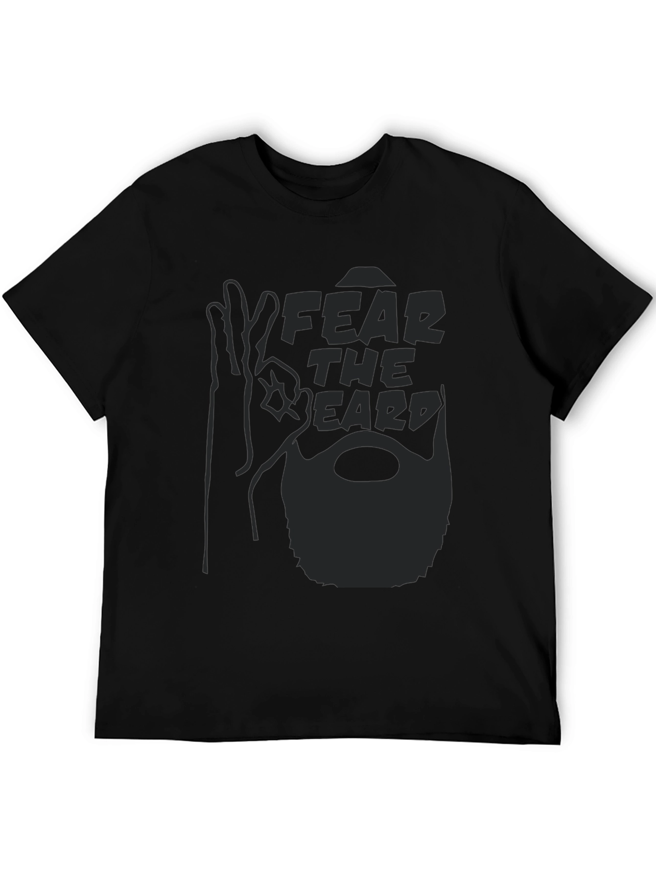 Black Fear The Beard Graphic T-Shirt - Men's Crew Neck Tee view 5