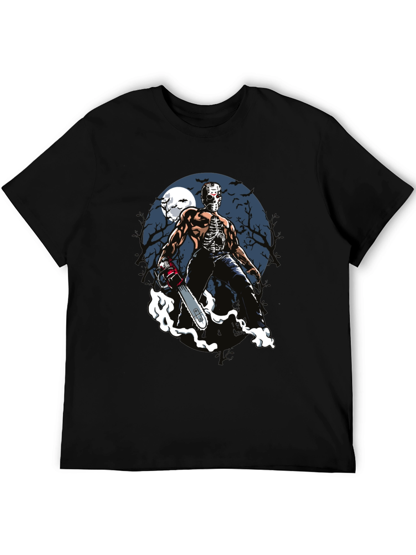 Black Horror Chainsaw Graphic Tee view 5