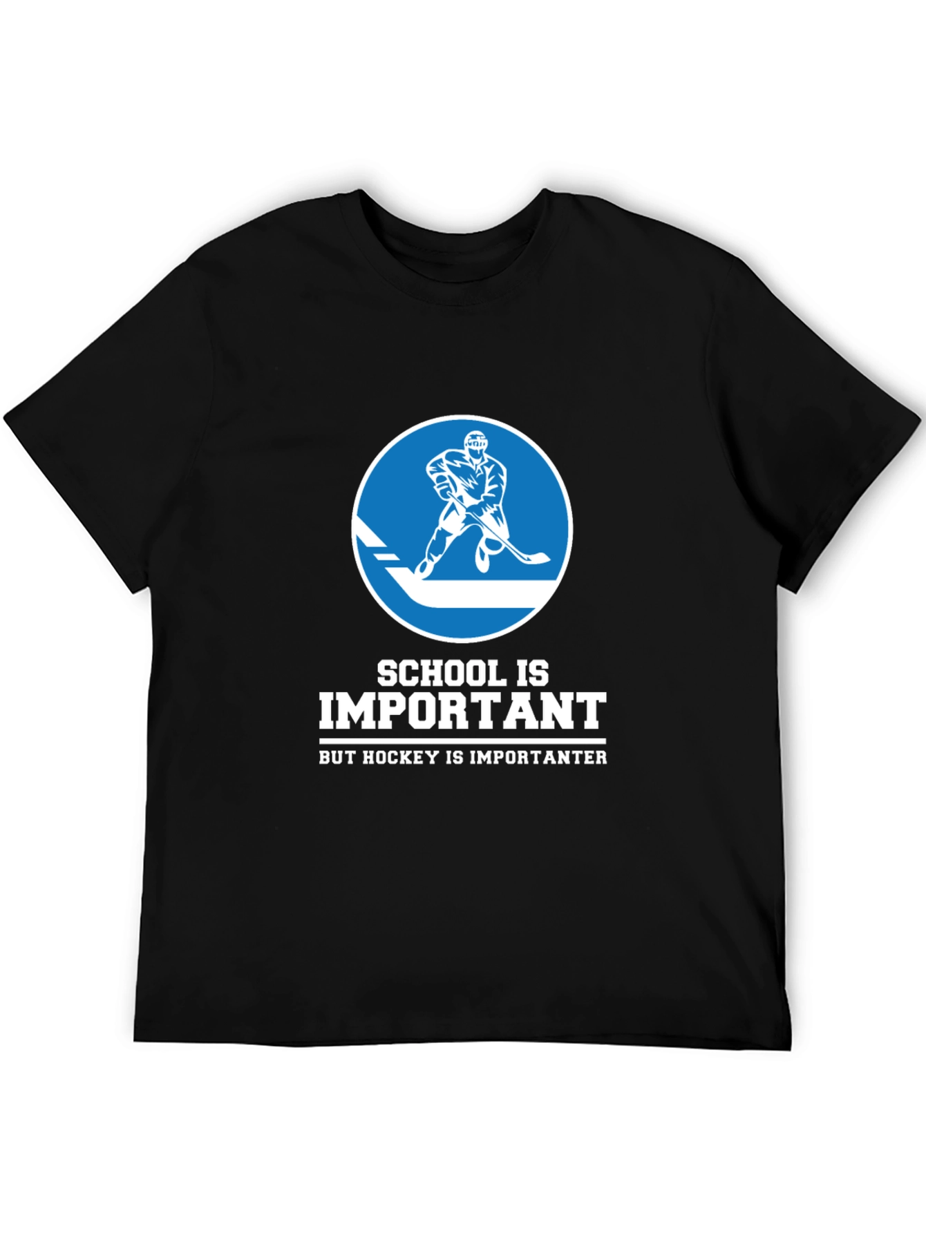 Black Funny Hockey T-Shirt - School is Important But... view 5