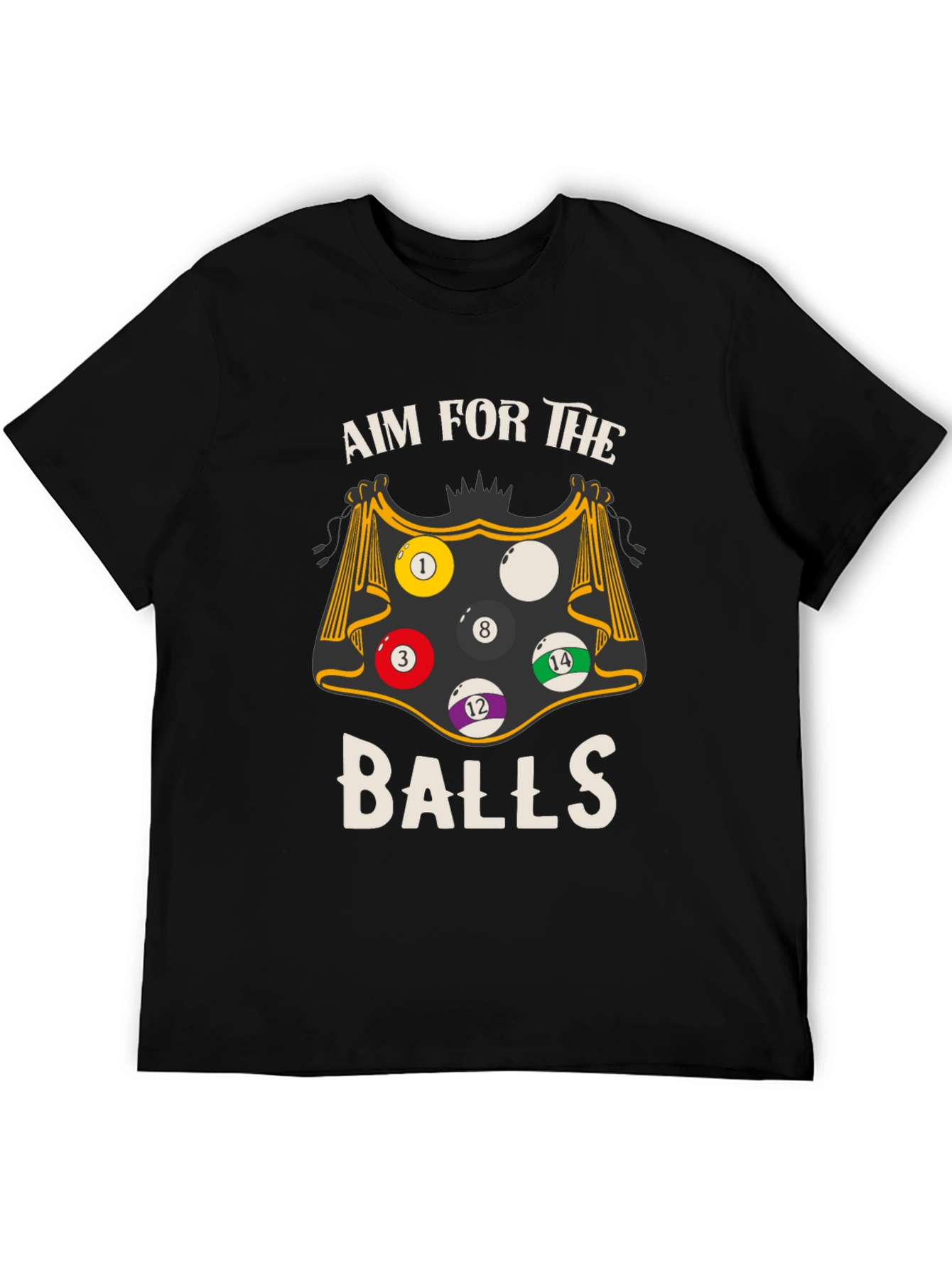 Black Aim For The Balls Graphic Tee - Billiards T-Shirt view 5