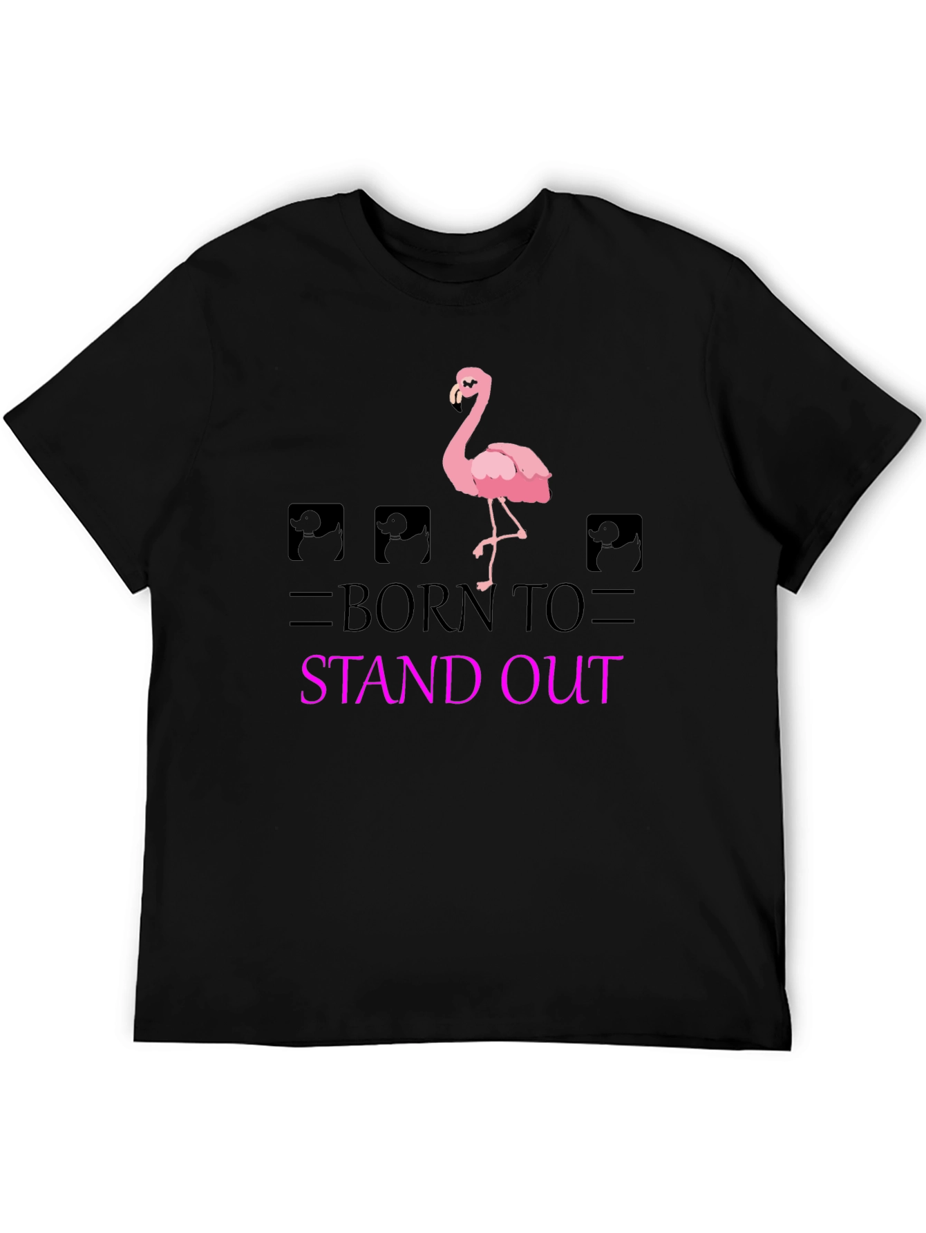 Black Born to Stand Out Flamingo T-Shirt - Black view 5