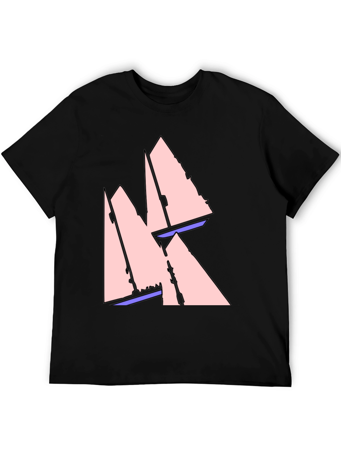 Black Sailboat Graphic Tee - Black Cotton T-Shirt view 5
