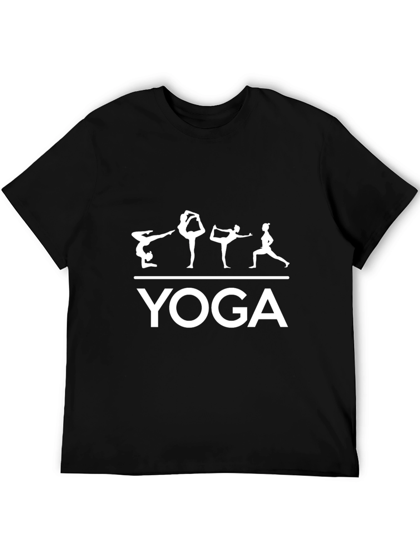 Black Yoga Poses Graphic T-Shirt - Black, Cotton Blend view 5