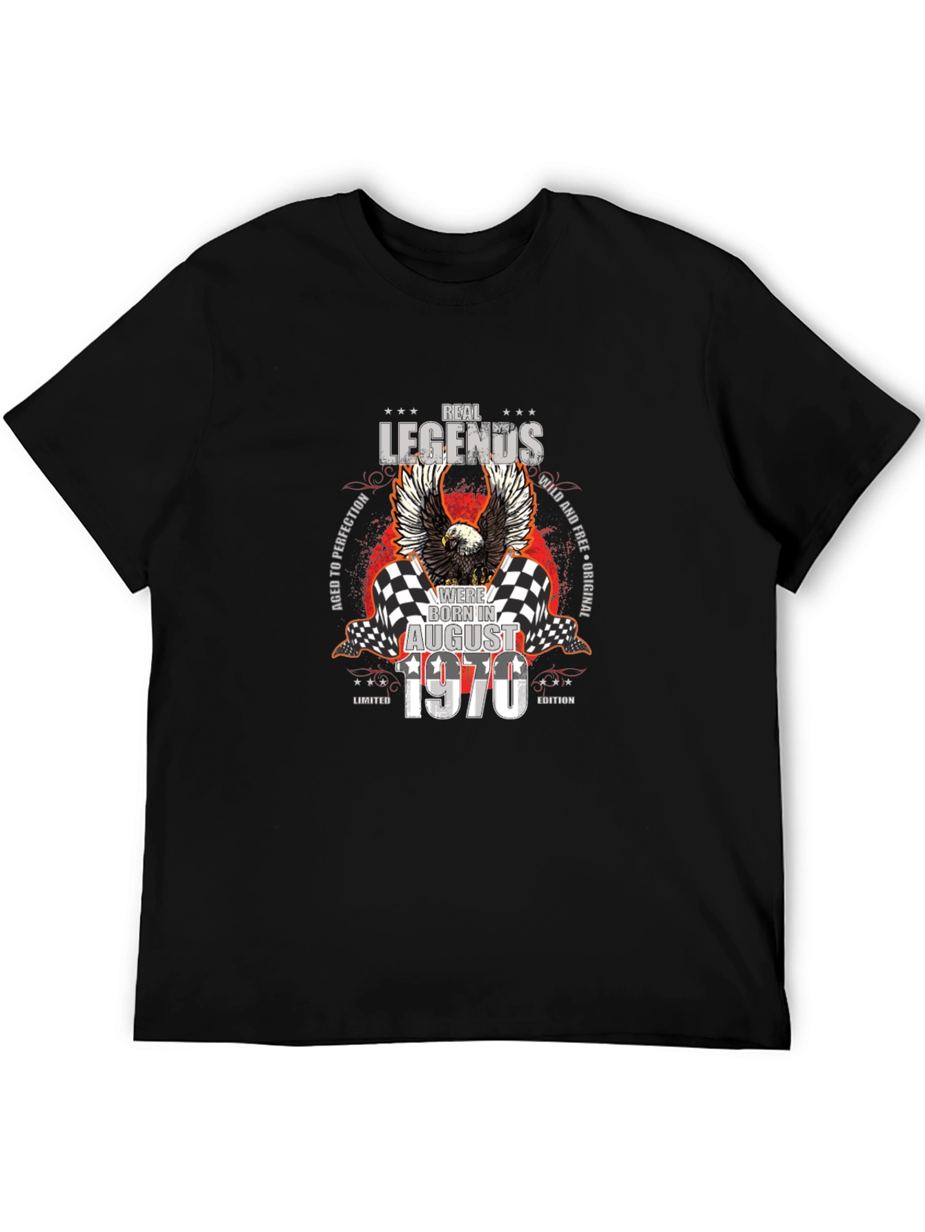 Black Real Legends Born In August 1970 T-Shirt view 5