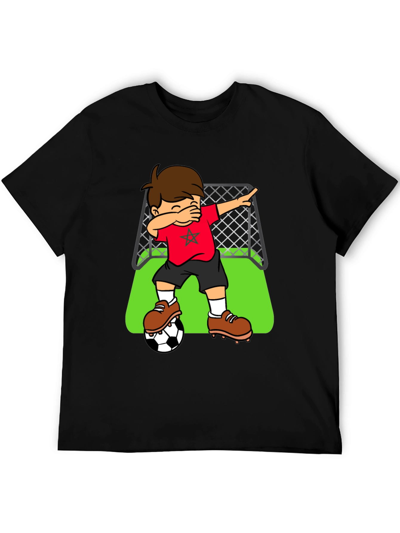 Black Morocco Soccer Dabbing Boy T-Shirt view 5