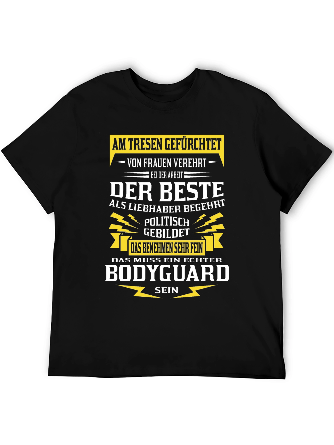 Black Humorous Bodyguard T-Shirt view 5