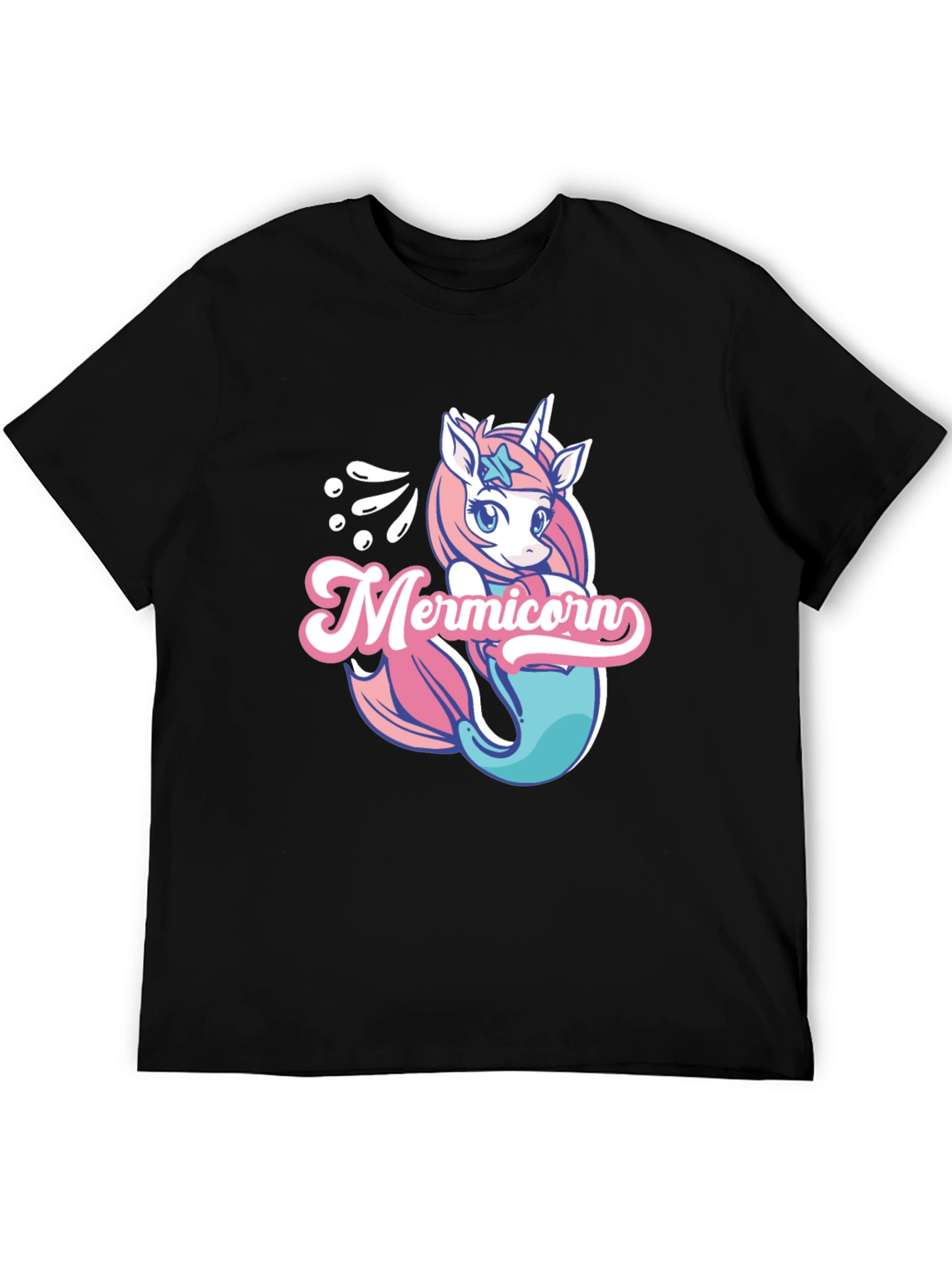 Black Mermicorn Black T-Shirt view 5