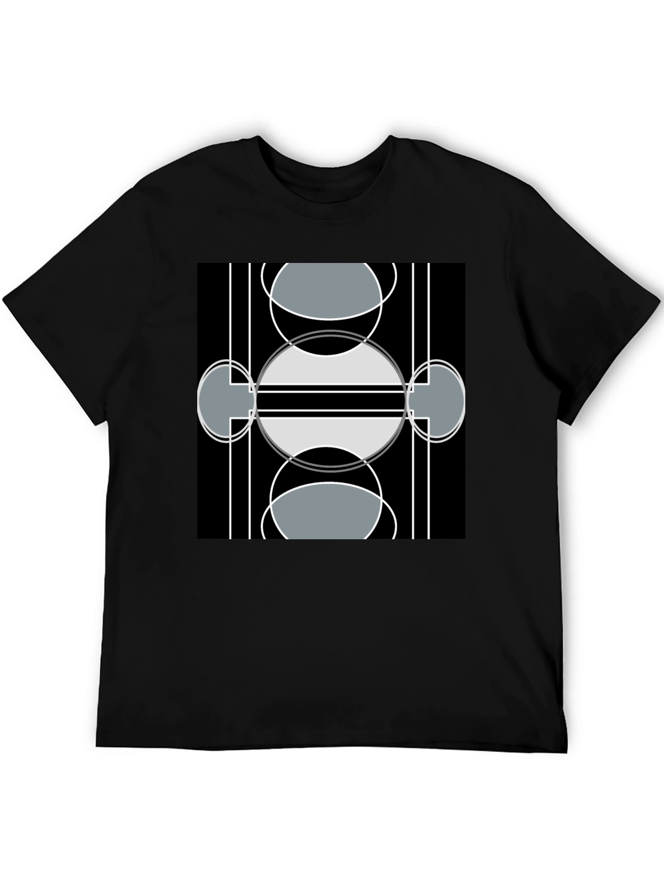 Black Modern Geometric Design Black T-Shirt view 5