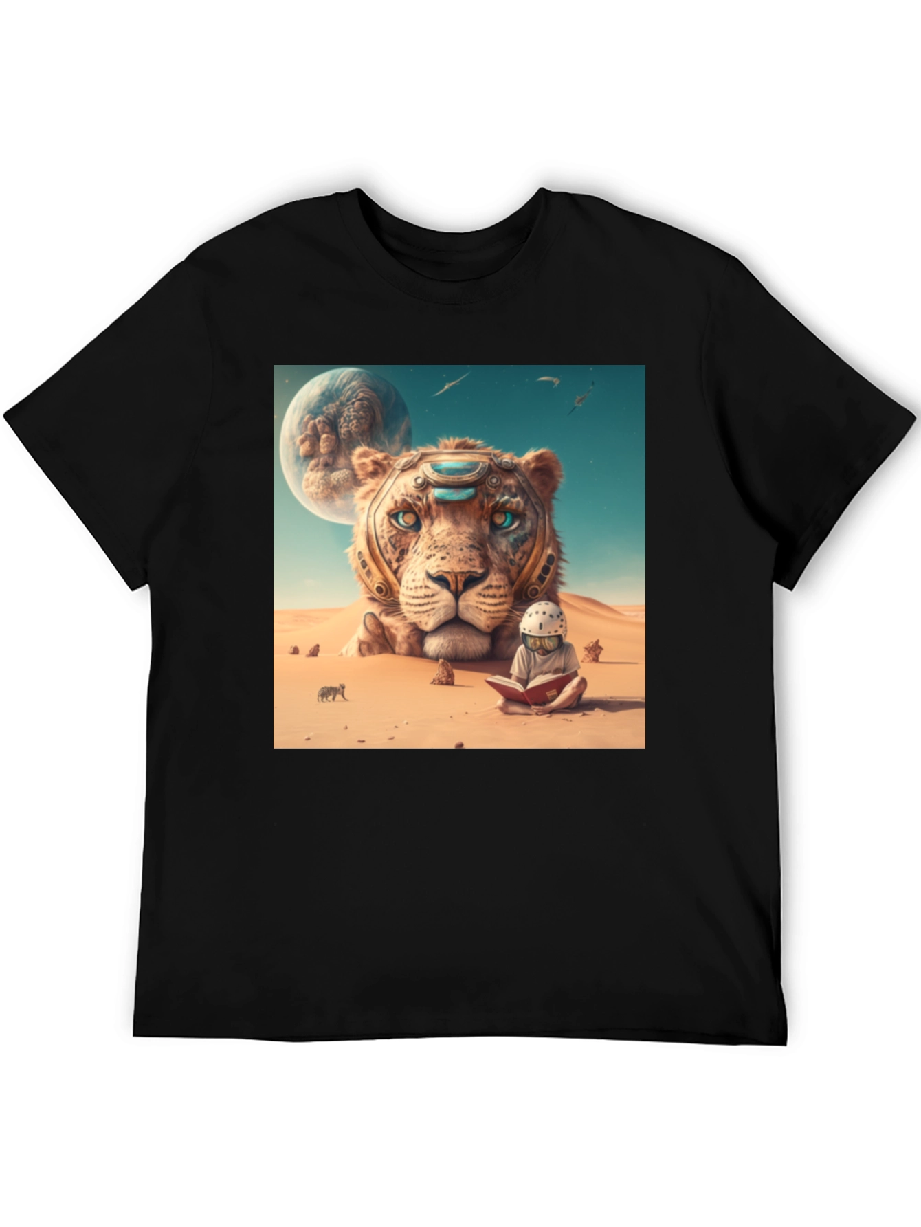 Black Lion Reader Graphic Tee - Unique Design view 5