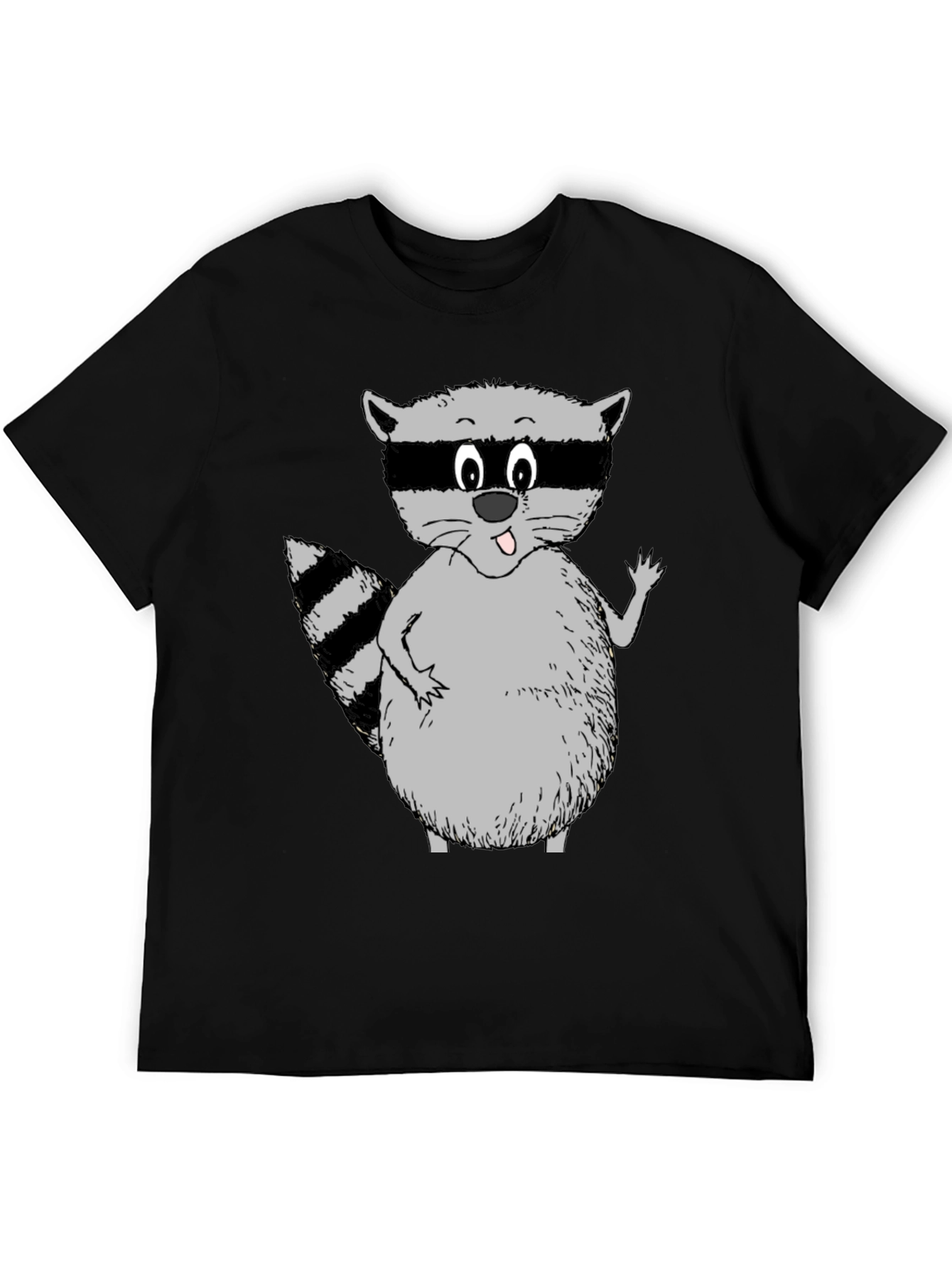 Black Funny Raccoon Graphic Tee - Black T-Shirt view 5