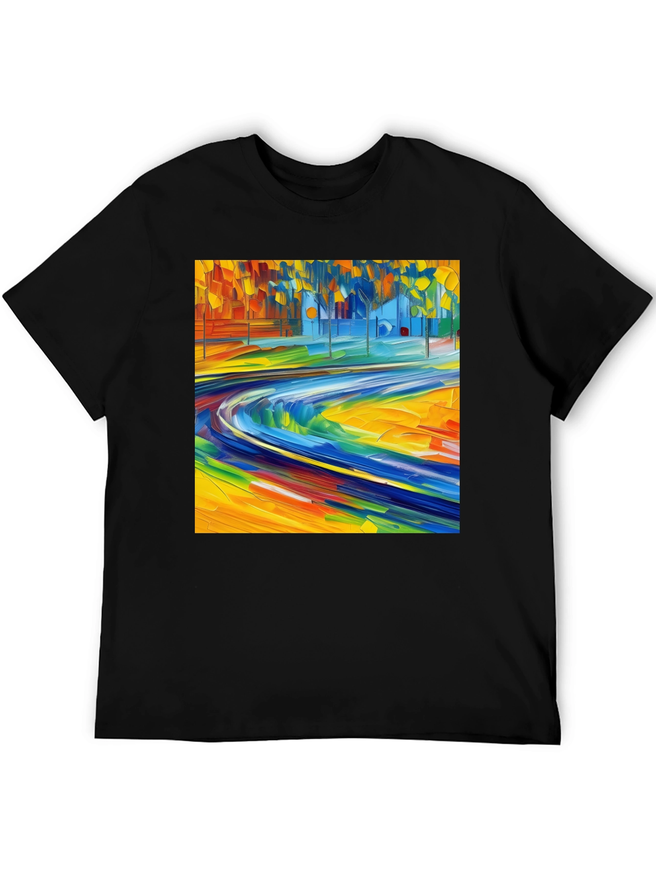 Black Abstract Art Print Black T-Shirt - Vibrant Casual Style view 5