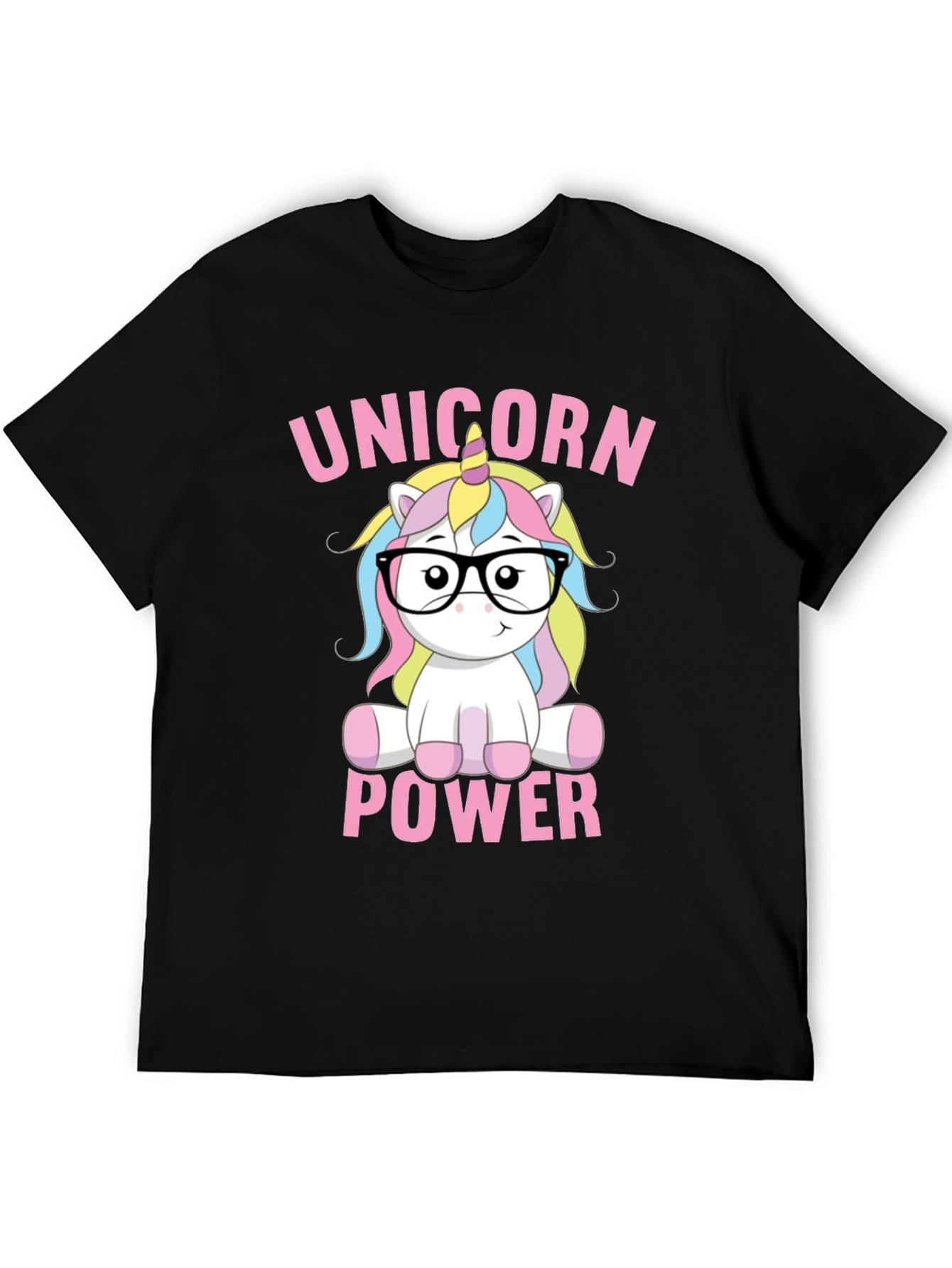 Black Unicorn Power T-Shirt - Cute Cartoon Design view 5