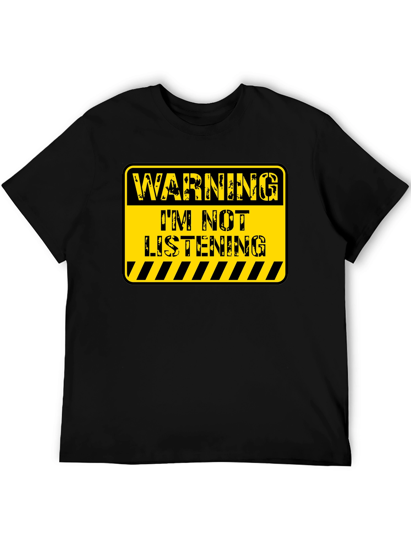 Black Warning: I'm Not Listening! Novelty T-Shirt view 5