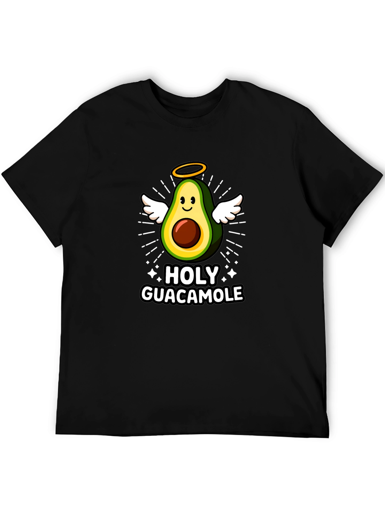 Black Holy Guacamole Graphic Tee - Avocado Angel T-Shirt view 5