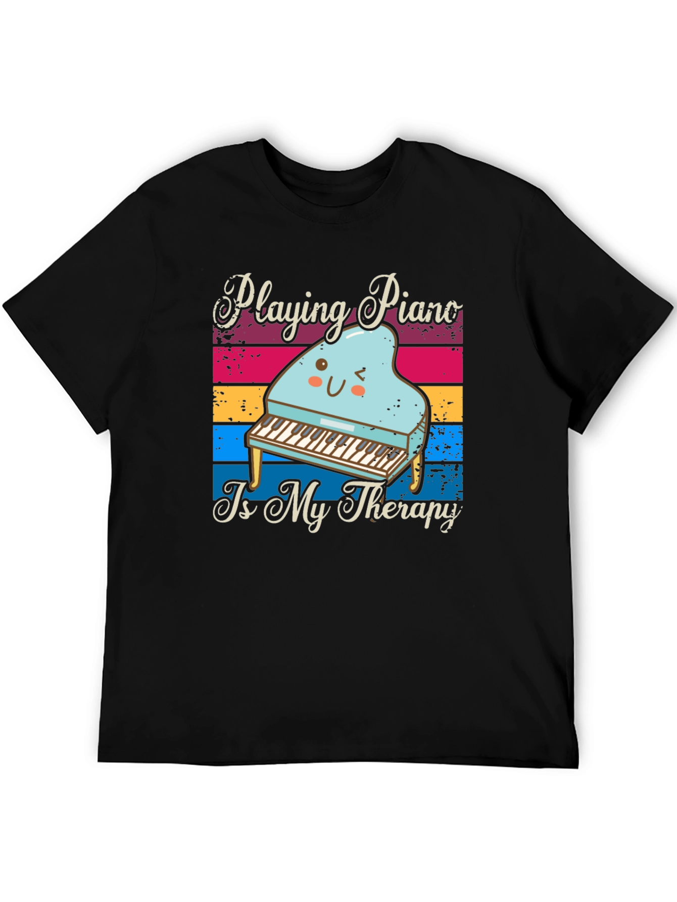 Black Piano Therapy T-Shirt - Music Lover Tee view 5
