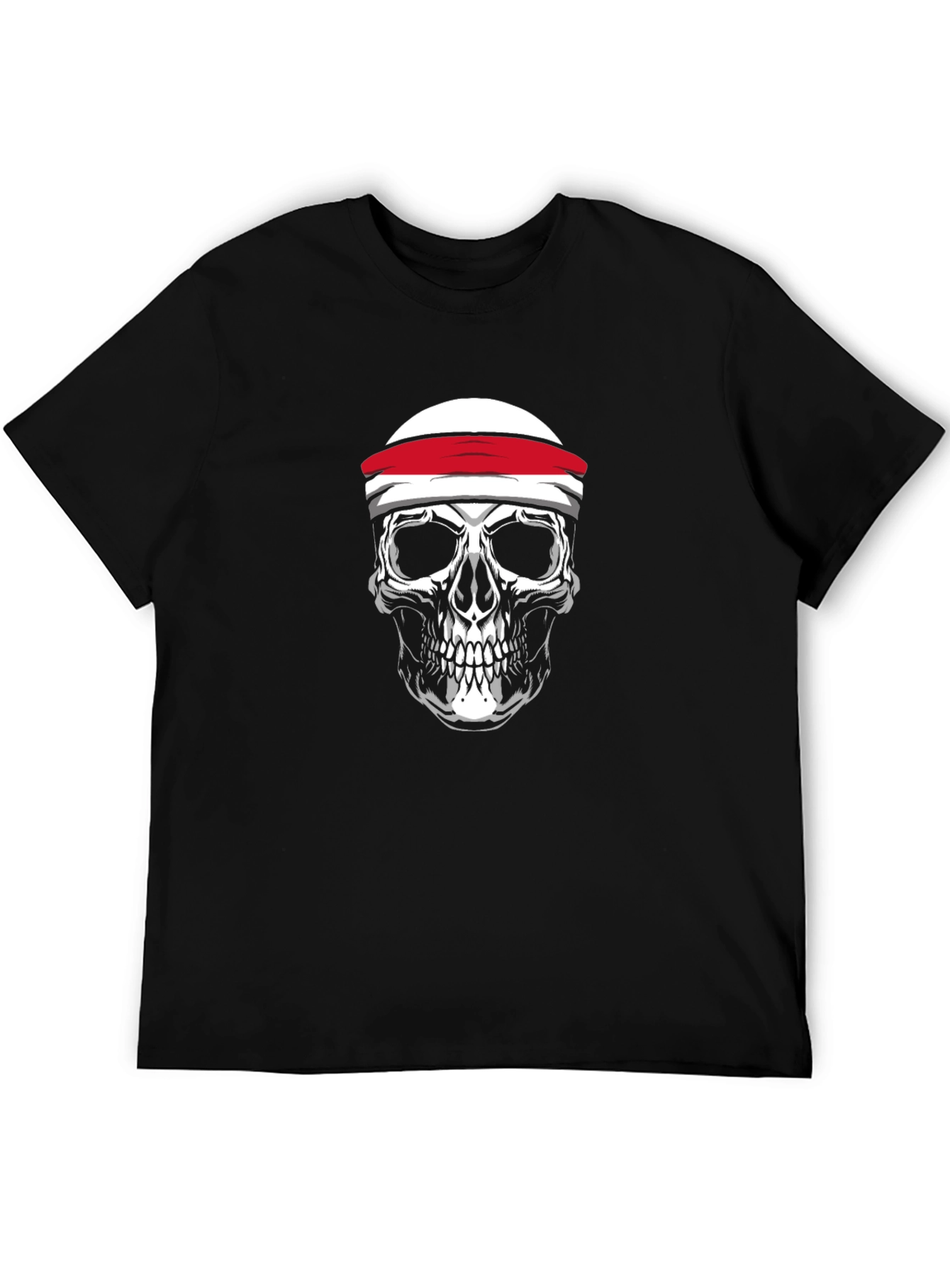 Black Skull Headband Graphic T-Shirt view 5