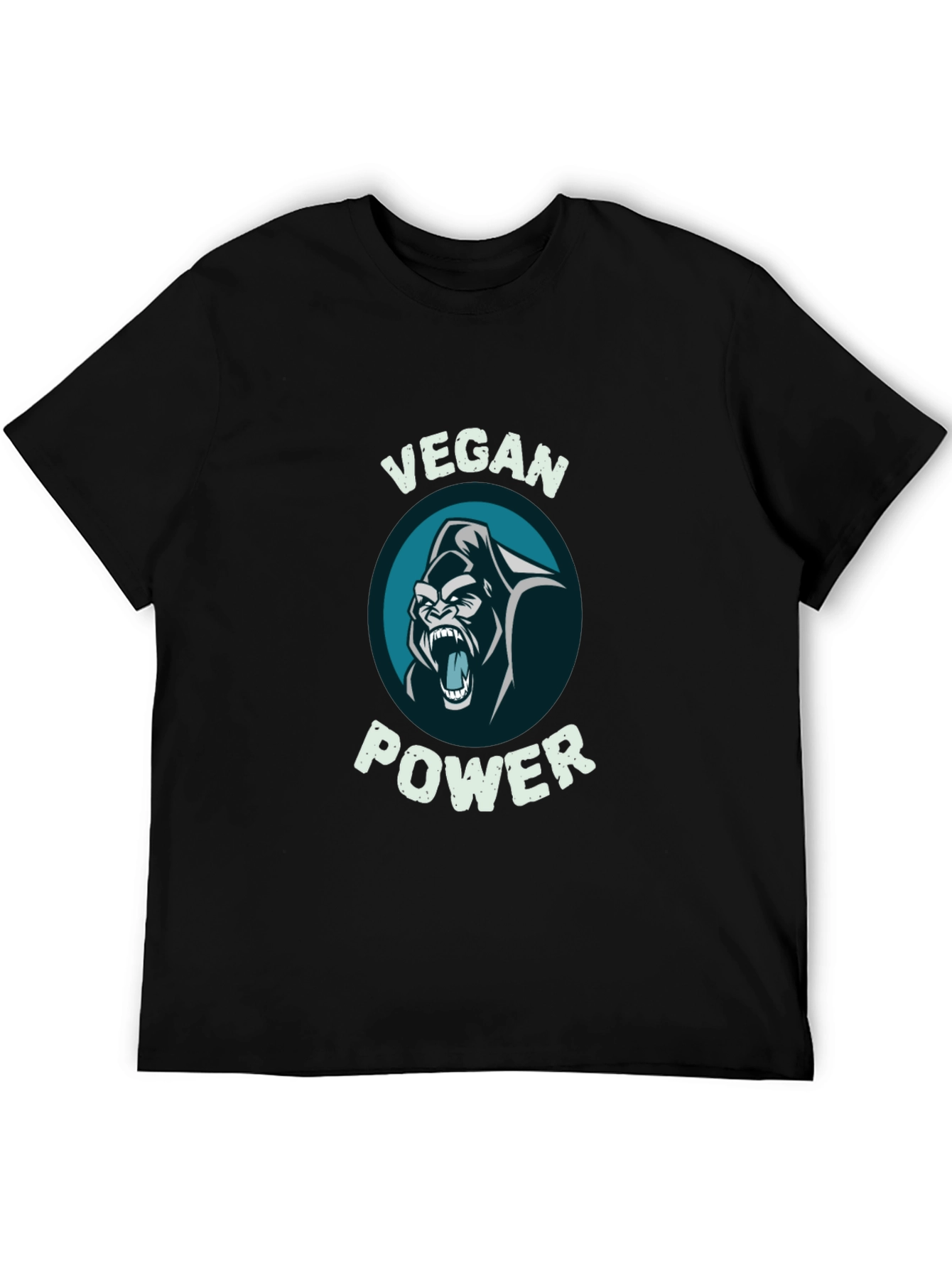 Black Vegan Power Gorilla Graphic T-Shirt view 5