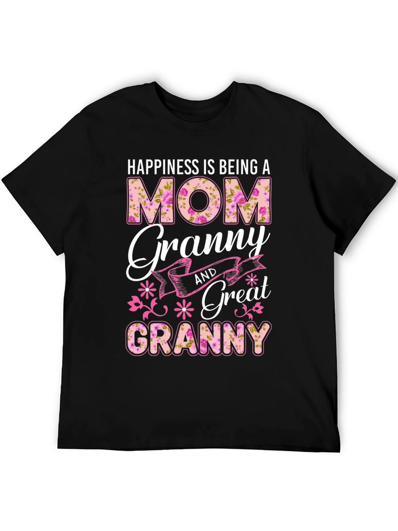 Black Happiness is Being a Mom Granny Great Granny T-Shirt view 5