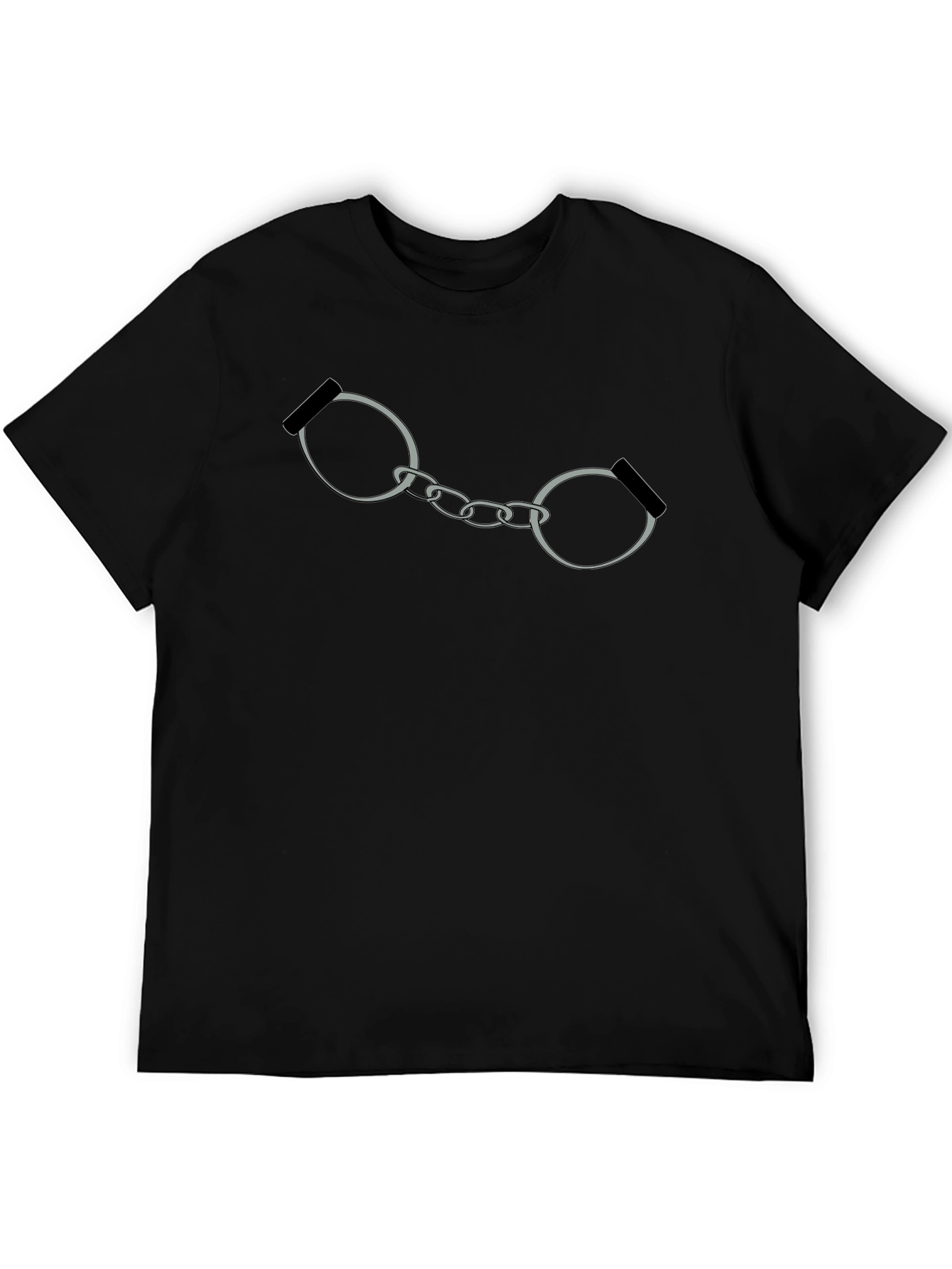 Black Handcuffs Graphic Print T-Shirt - Black view 5