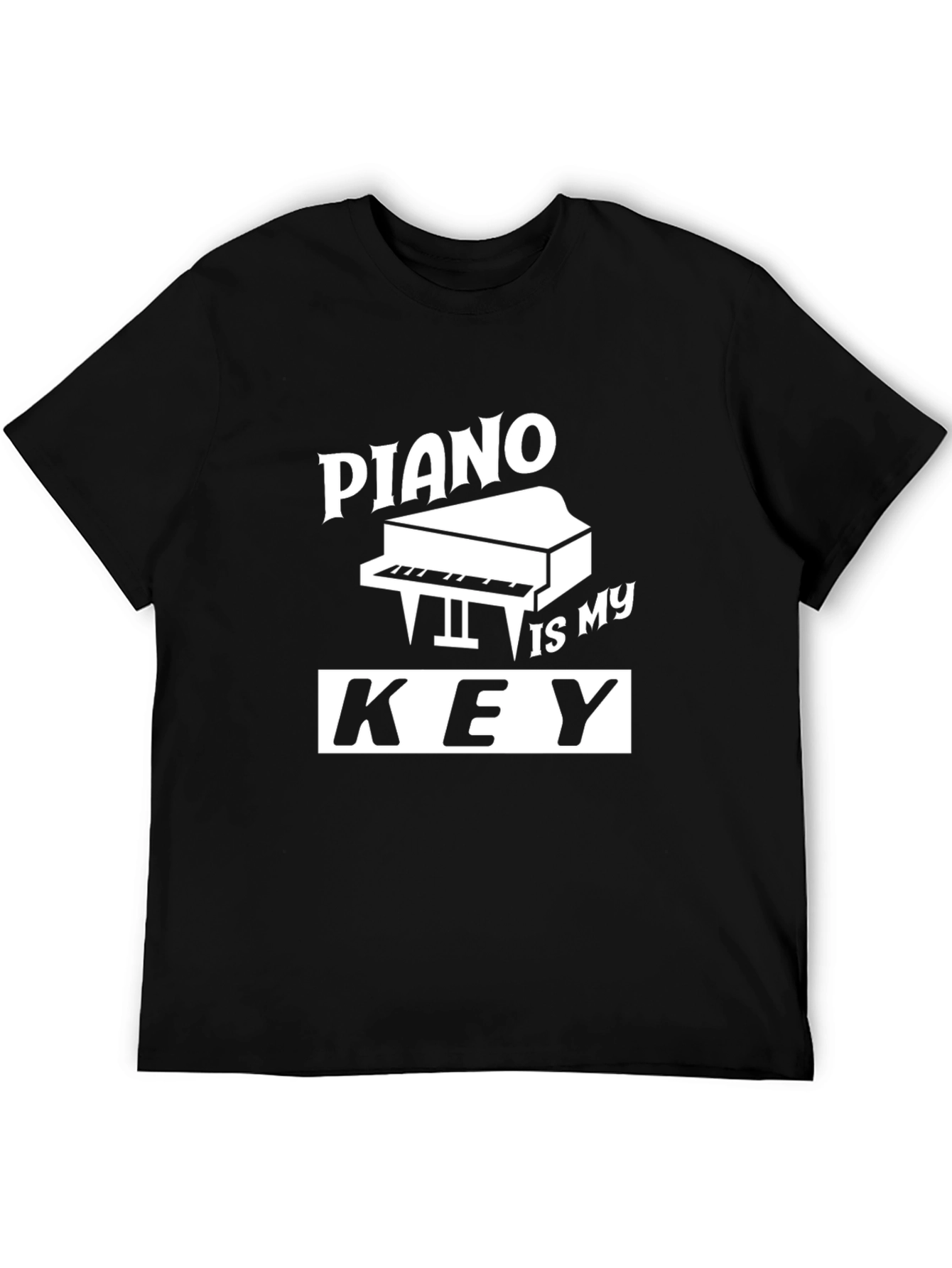 Black Piano is My Key Graphic Tee - Black Cotton T-Shirt view 5