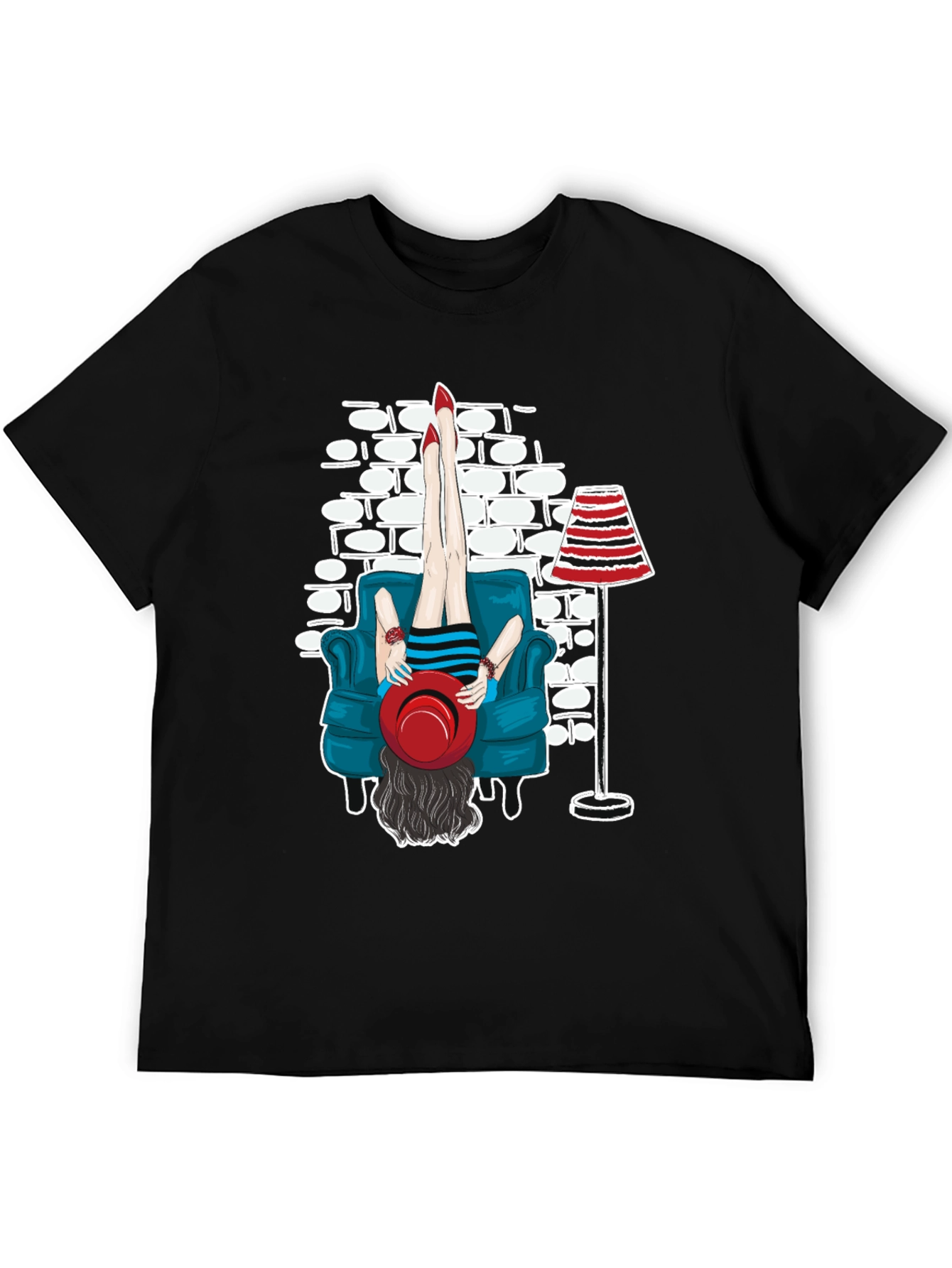 Black Upside Down Girl T-Shirt - Unique Graphic Tee view 5