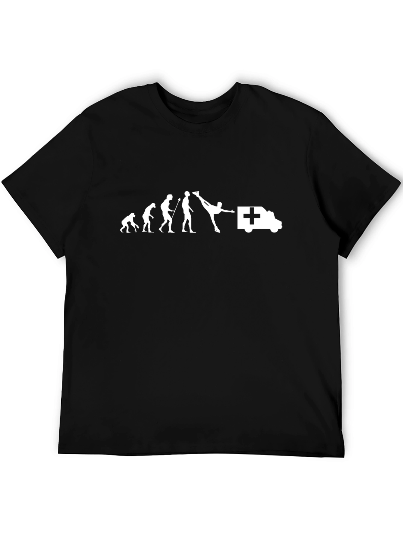 Black Evolution of Kicking Ambulance Funny T-Shirt view 5