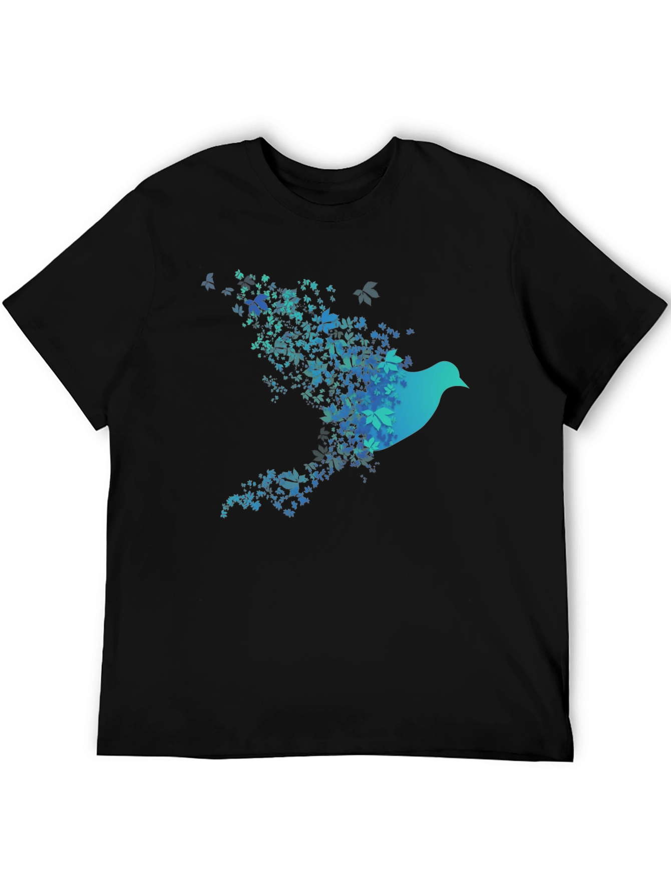 Black Bird of Leaves Graphic T-Shirt view 5