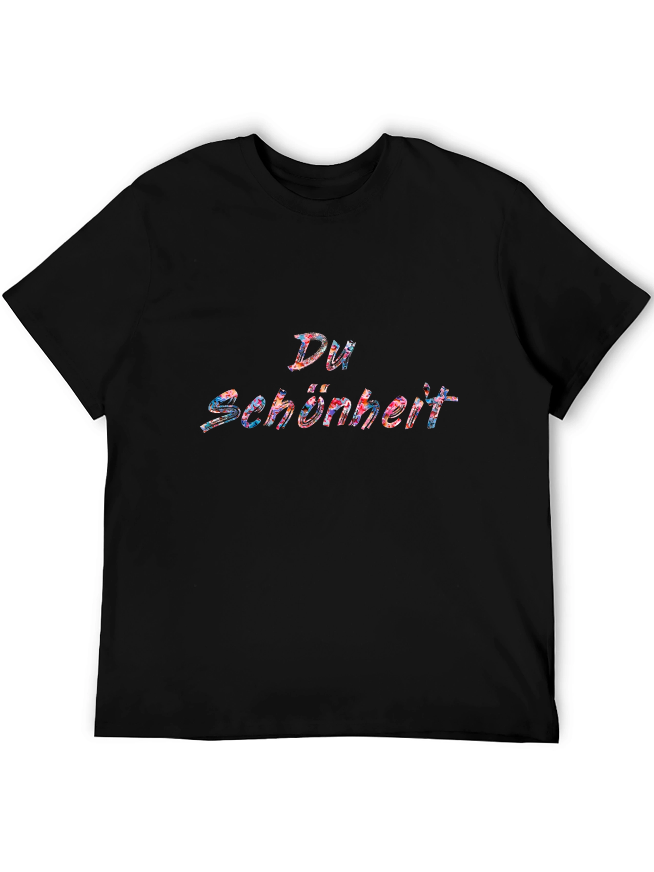 Black Du Schönheit T-Shirt - Floral Text Black Tee view 5