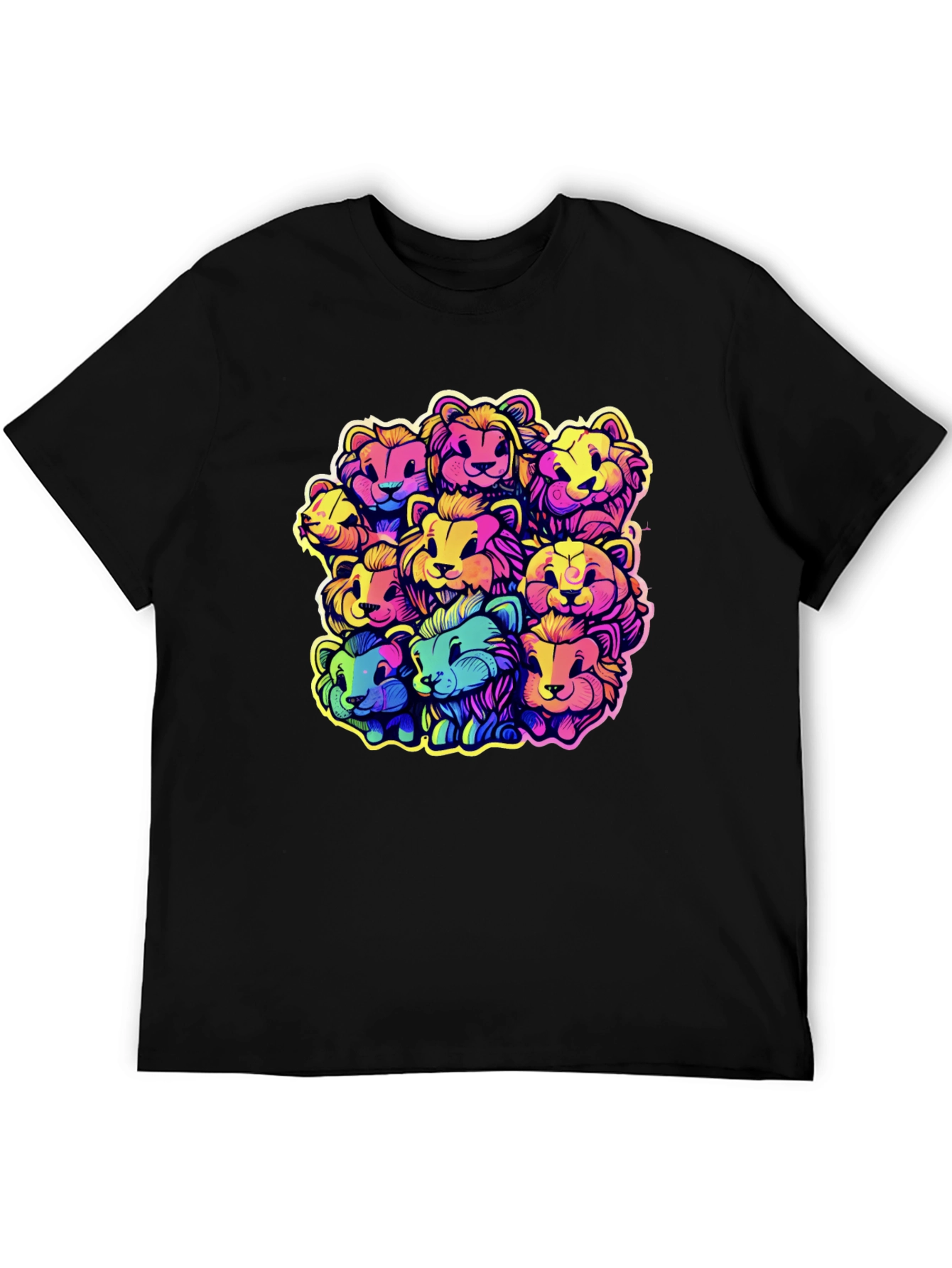 Black Rainbow Lions Graphic Tee - Bold & Fun Design view 5