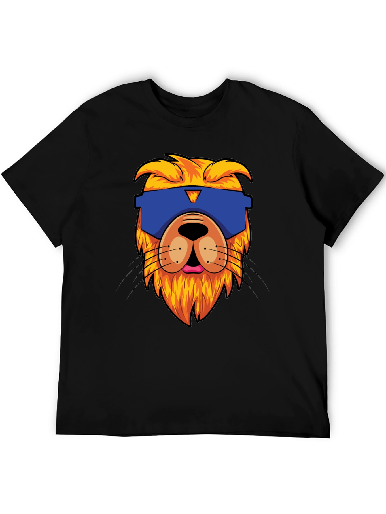 Black Cool Lion Graphic Black T-Shirt view 5