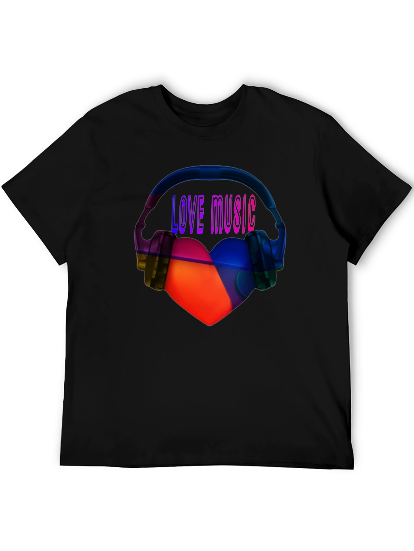 Black Love Music Graphic Tee - Heart & Headphones T-Shirt view 5