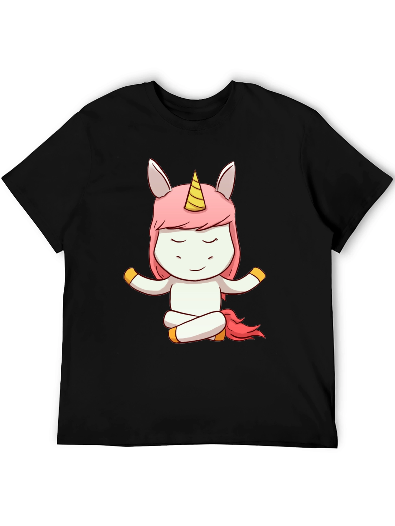 Black Meditating Unicorn Graphic Tee - Men's Black T-Shirt view 5