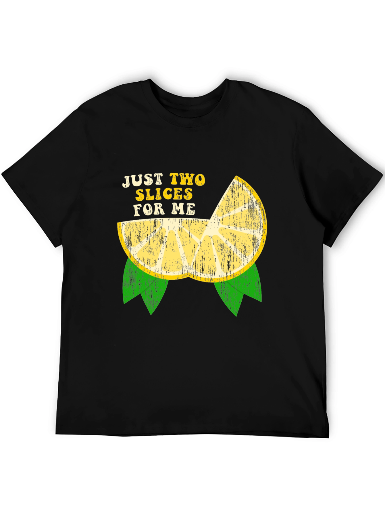 Black Just Two Slices For Me Funny Lemon Graphic T-Shirt view 5