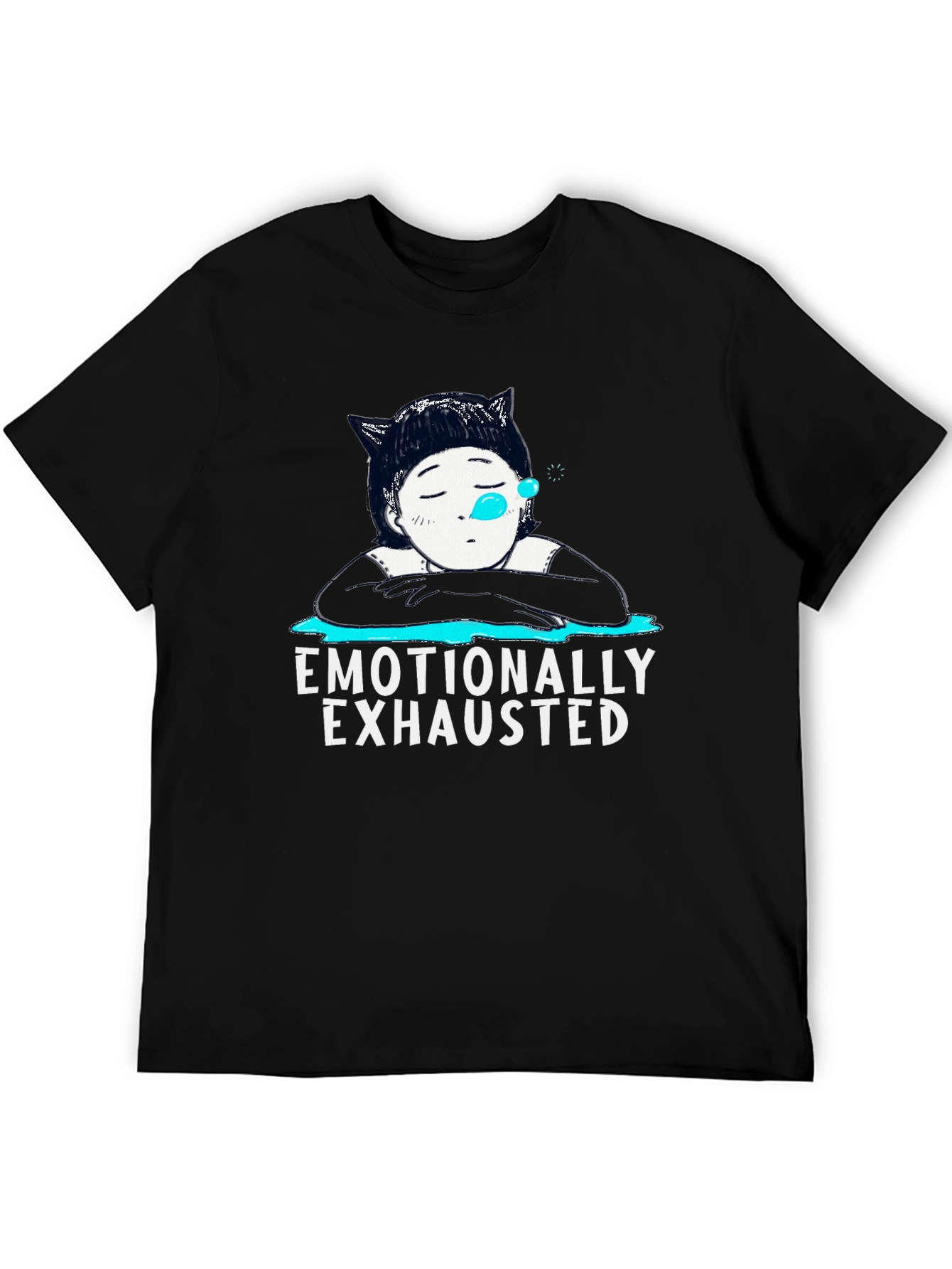 Black Emotionally Exhausted Graphic T-Shirt view 5