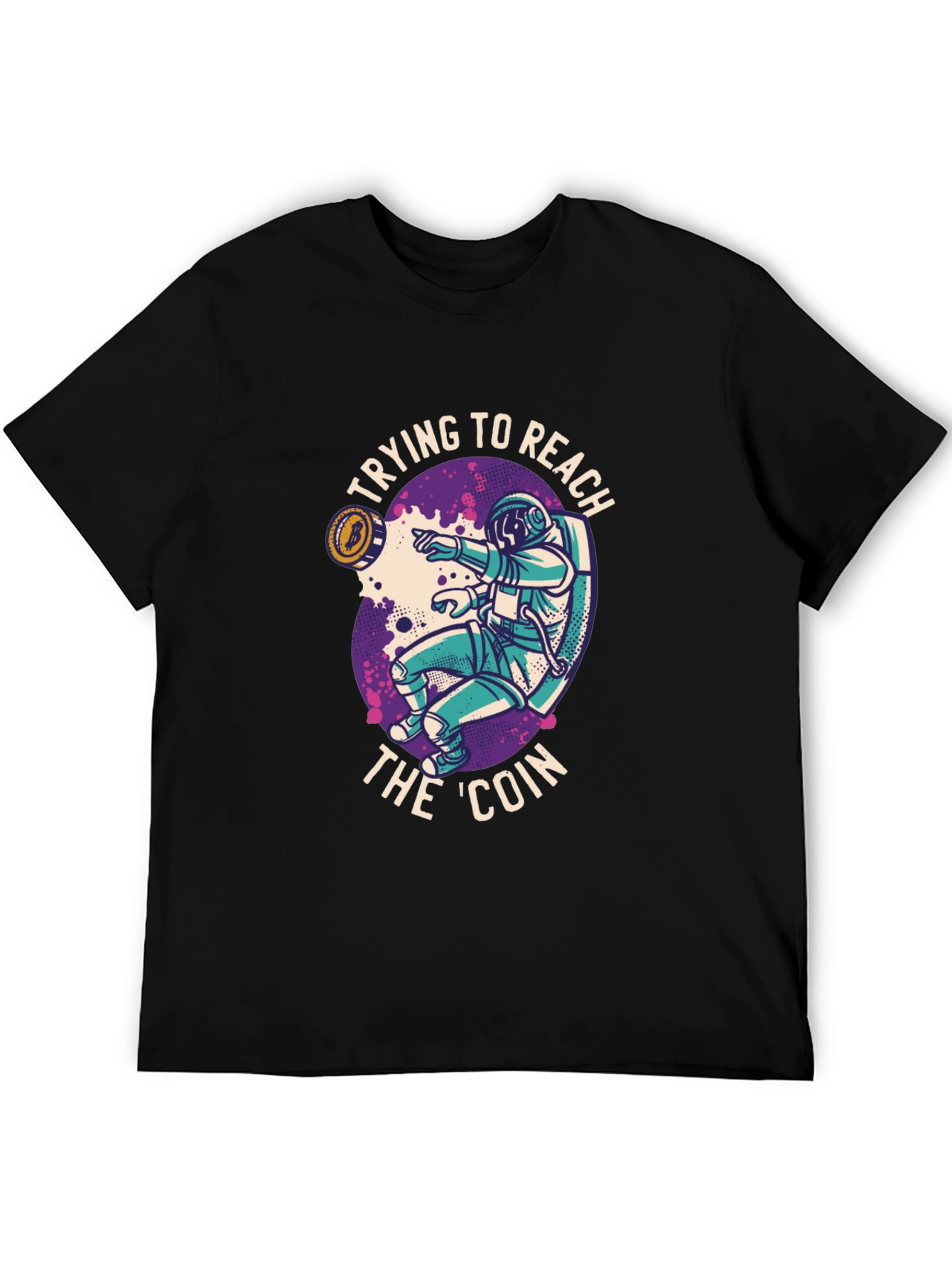 Black Reach the Coin T-Shirt - Crypto Astronaut view 5