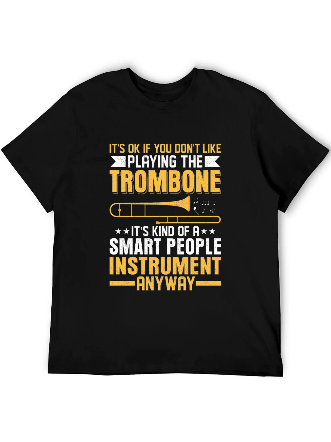 Black Funny Trombone Player T-Shirt - Smart People Instrument Tee view 5