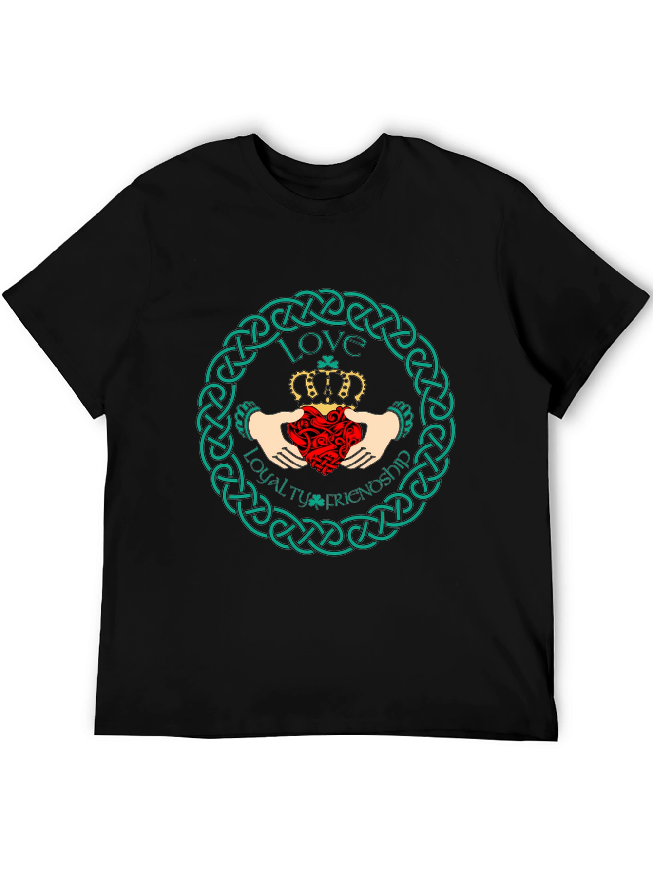 Black Claddagh Symbol T-Shirt - Irish Love Loyalty Friendship Design view 5