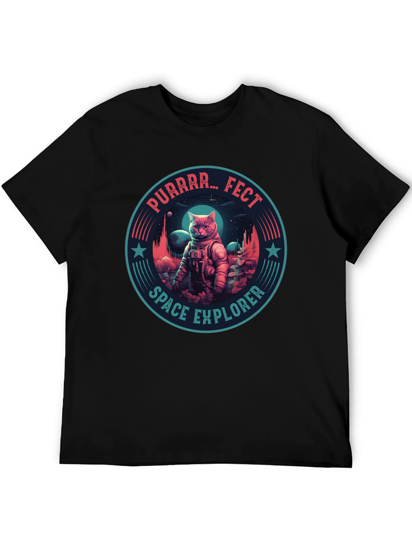 Black Purrrr-fect Space Explorer Graphic Tee view 5