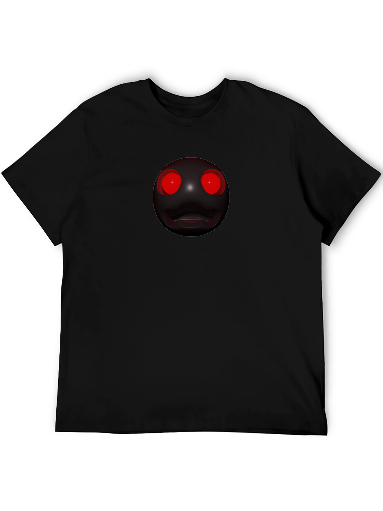 Black Men's Black T-Shirt with Creepy Red-Eyed Orb Design view 5