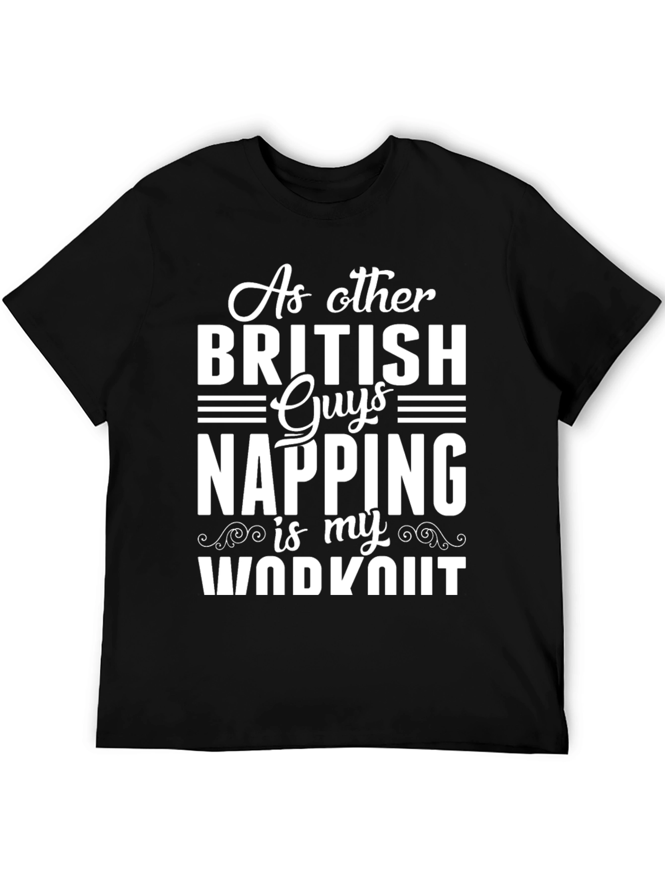 Black Funny British Napping Workout T-Shirt view 5