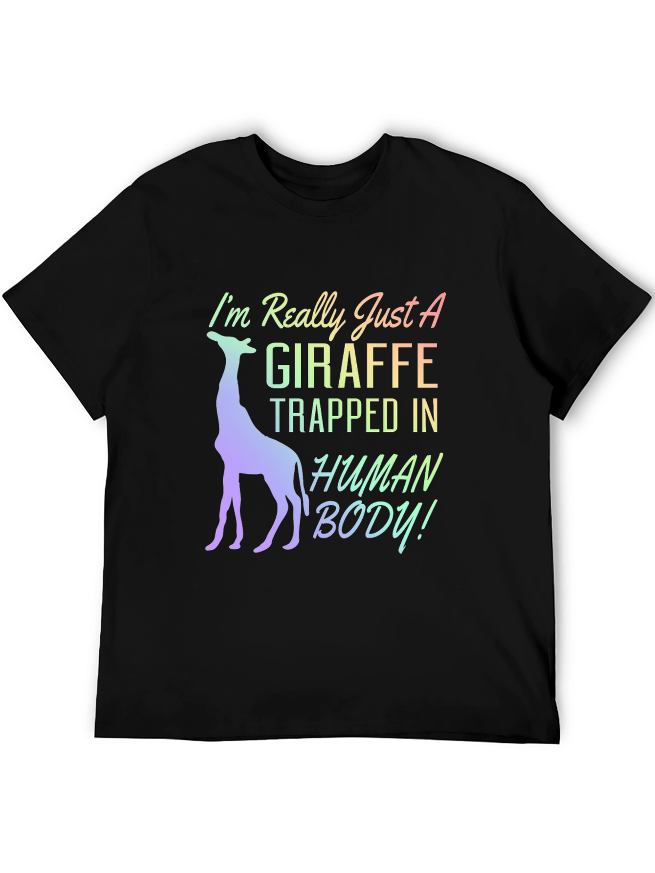 Black Giraffe Trapped In Human Body T-Shirt view 5