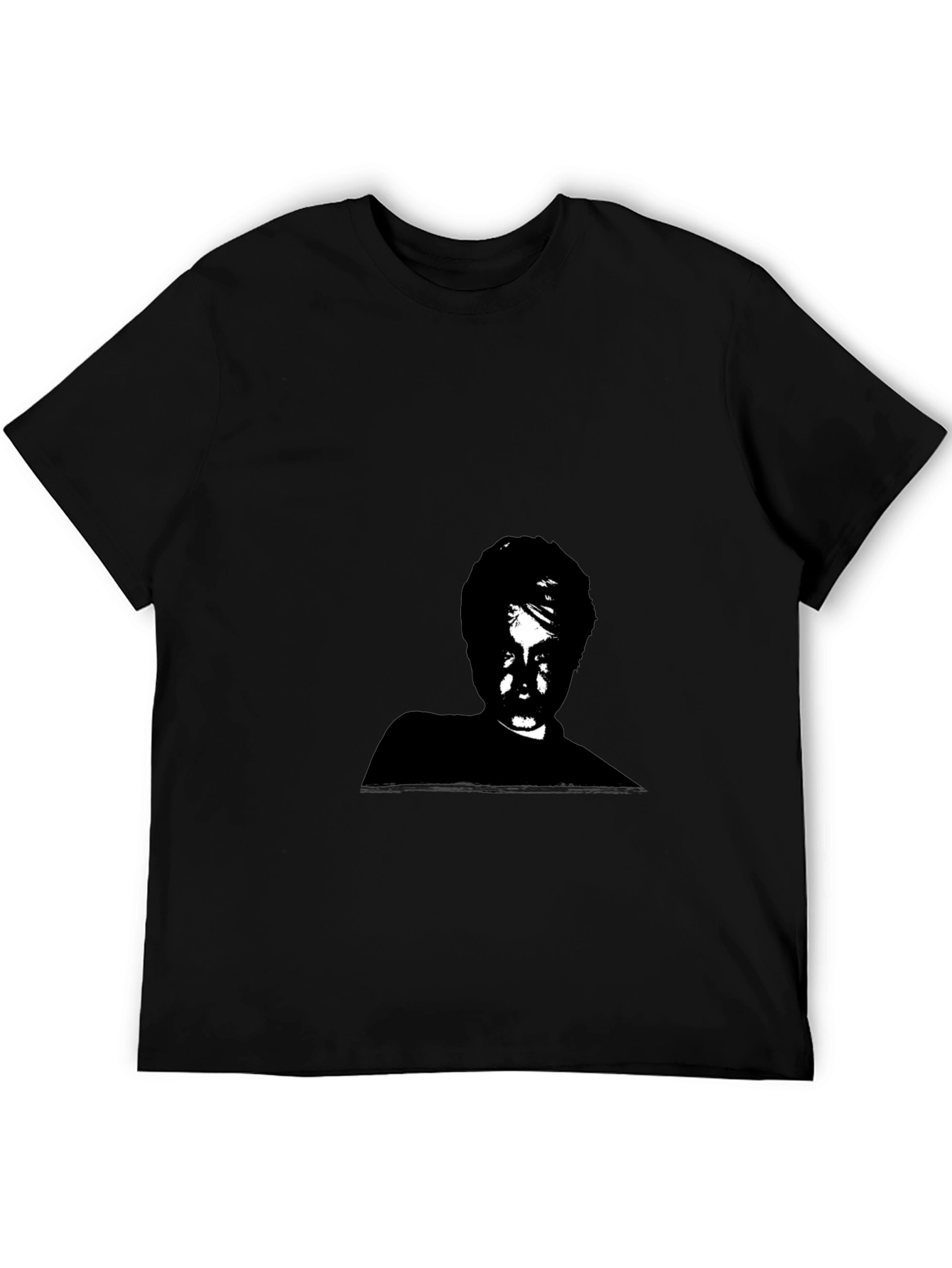 Black Monochrome Portrait Graphic Tee - Soft Cotton Blend view 5