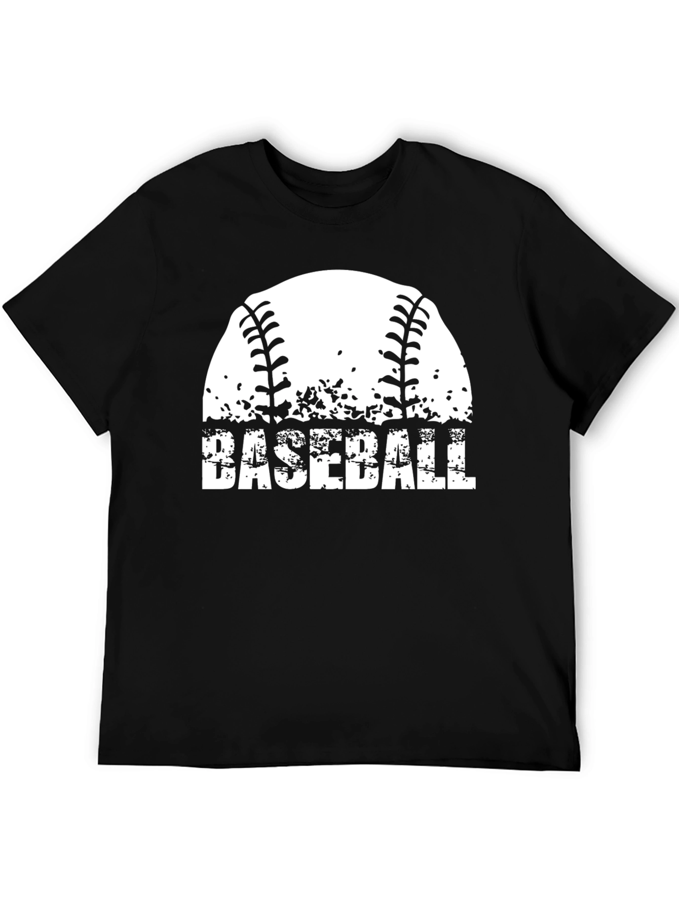 Black Baseball Graphic T-Shirt - Distressed Design view 5