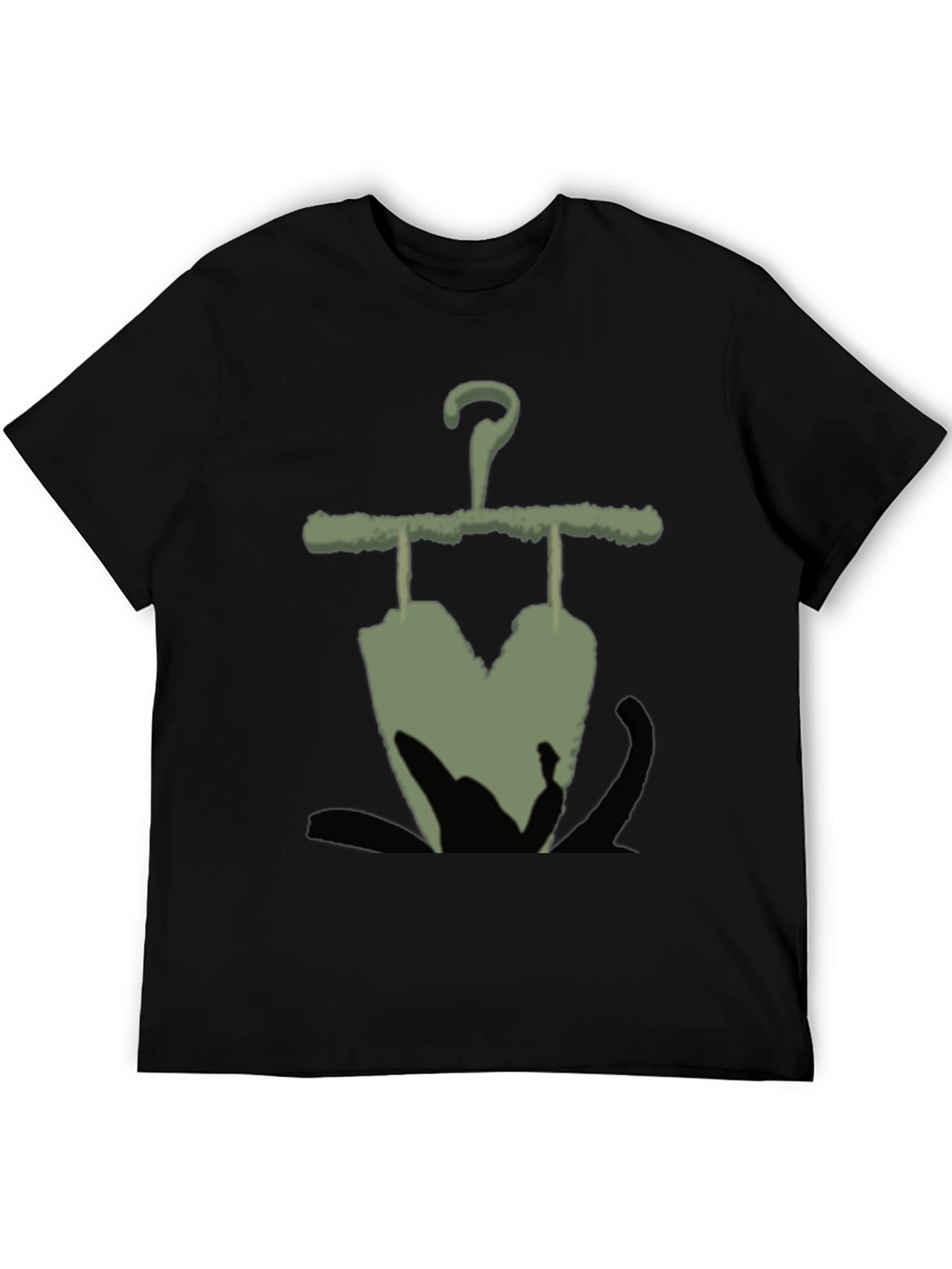 Black Men's Black T-Shirt with Unique Hanger Print view 5