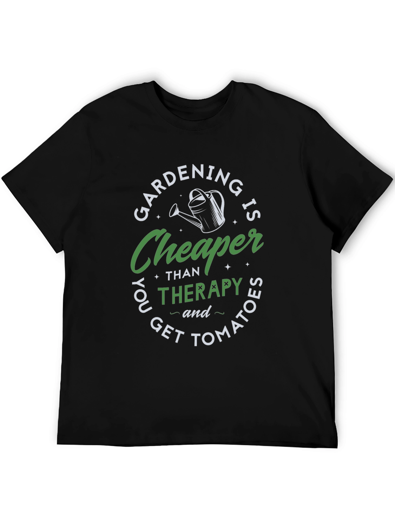 Black Gardening is Cheaper Therapy T-Shirt view 5