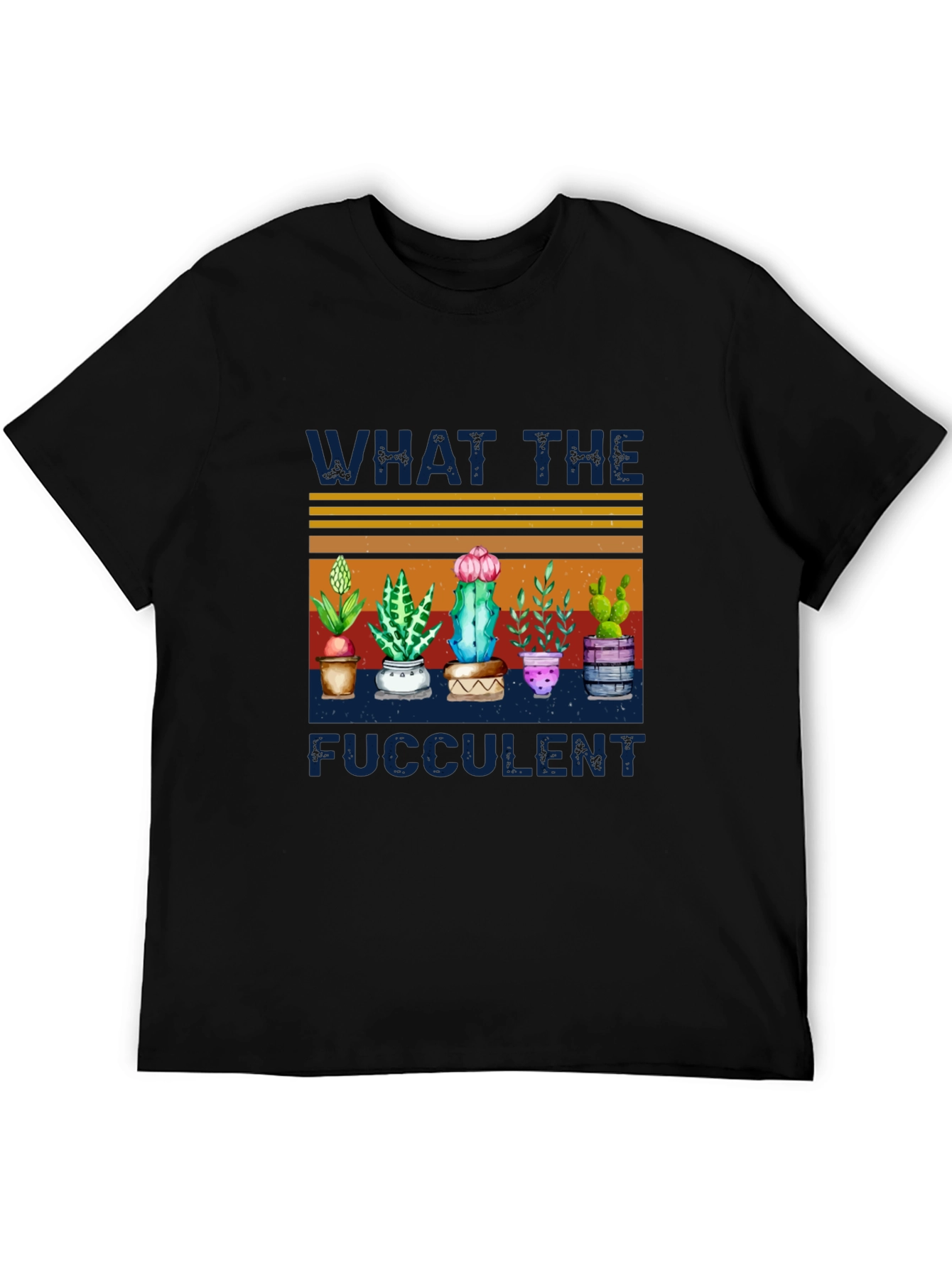 Black Funny Succulent Plant T-Shirt - What The Fucculent view 5