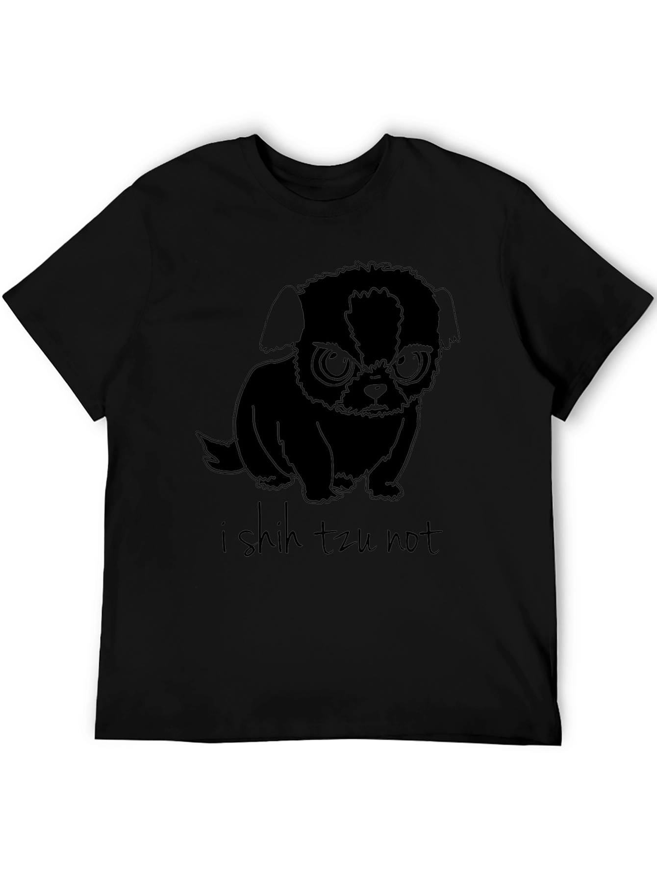 Black I Shih Tzu Not Funny Dog Graphic T-Shirt view 5